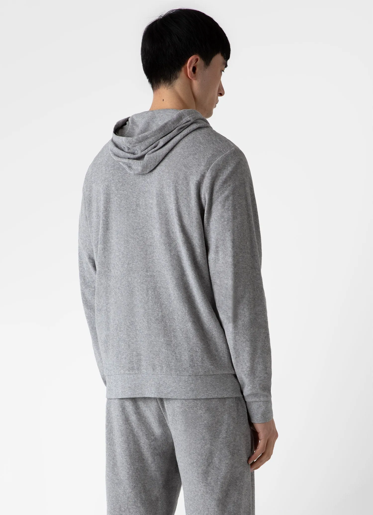Men's Towelling Hoodie in Grey Melange sold by Sunspel product image thumbnail 4