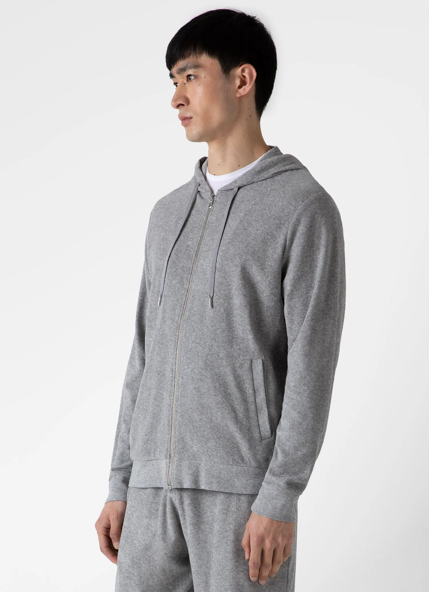 Men's Towelling Hoodie in Grey Melange sold by Sunspel product image thumbnail 2