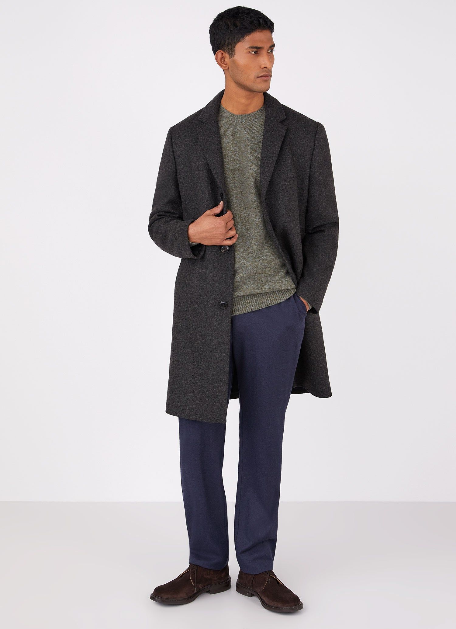 Men's Lambswool Crew Neck Jumper in Caper sold by Sunspel product image thumbnail 3