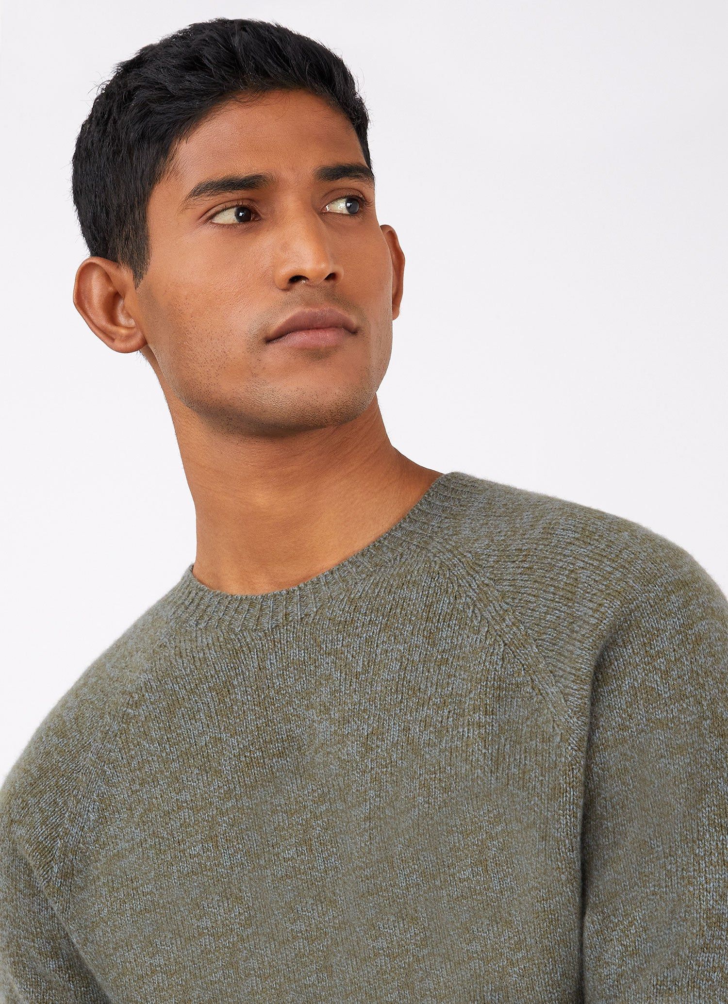 Men's Lambswool Crew Neck Jumper in Caper sold by Sunspel product image thumbnail 5
