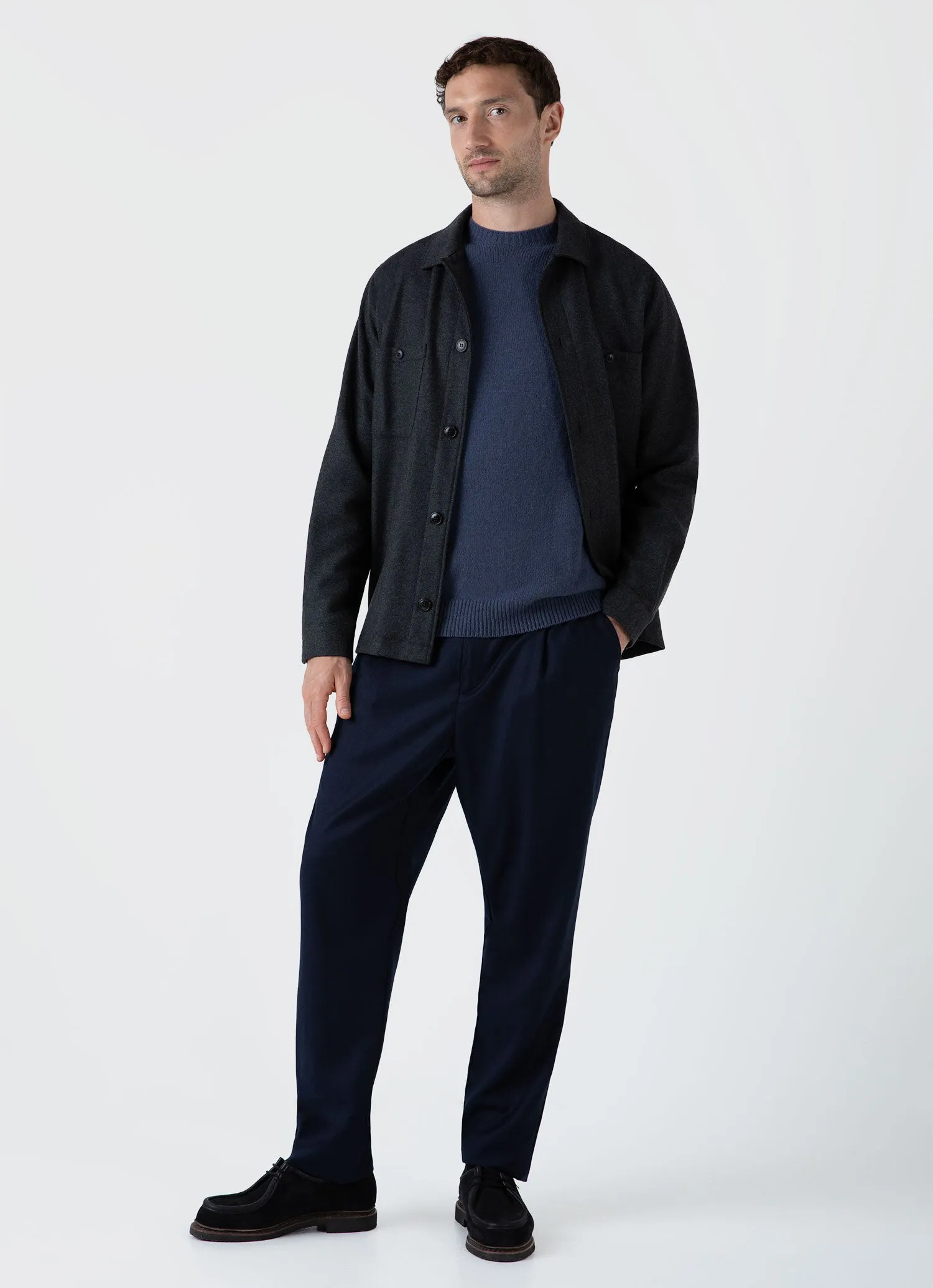 Men's Lambswool Crew Neck Jumper in Slate Blue sold by Sunspel product image thumbnail 3