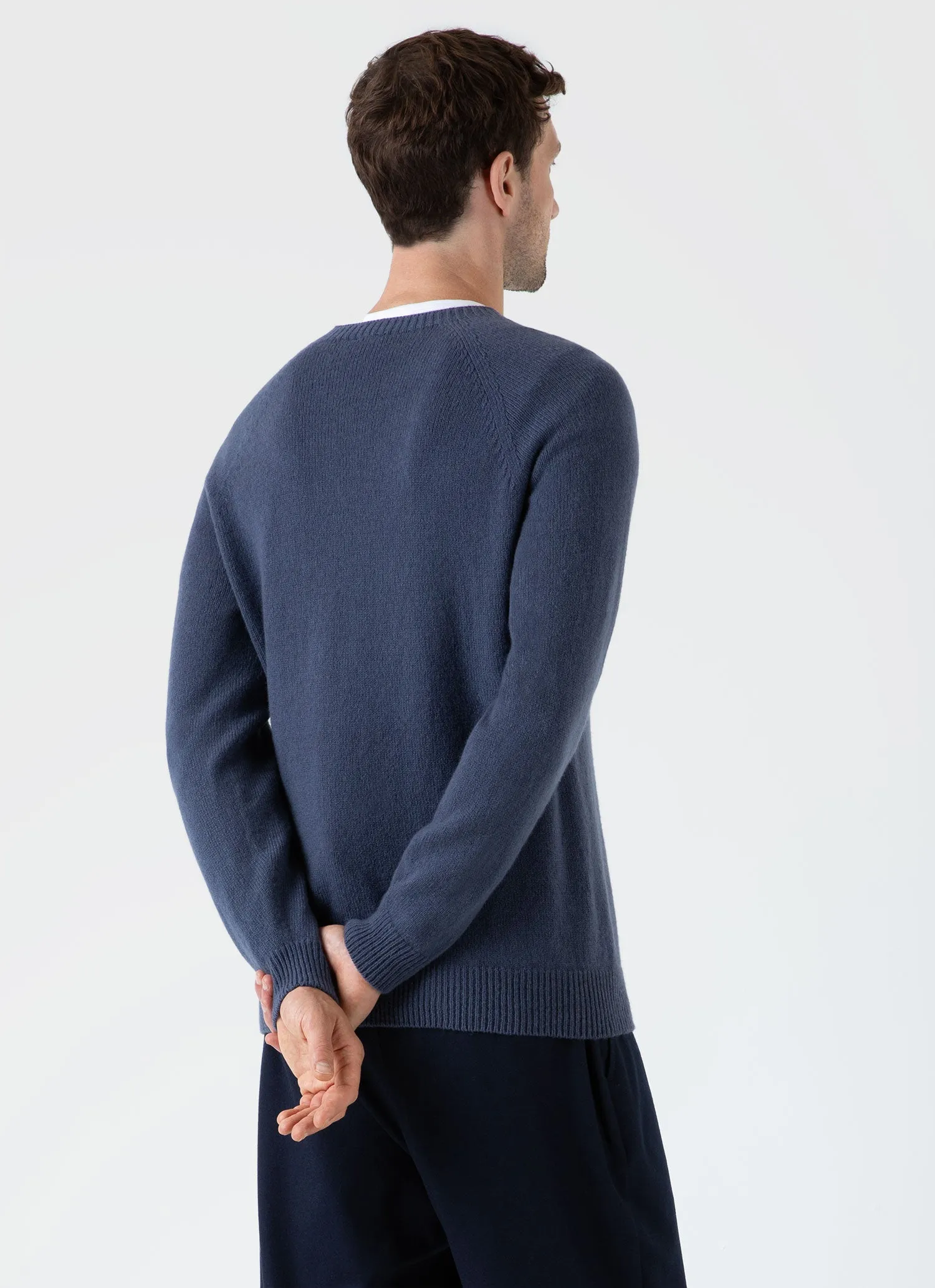 Men's Lambswool Crew Neck Jumper in Slate Blue sold by Sunspel product image thumbnail 5