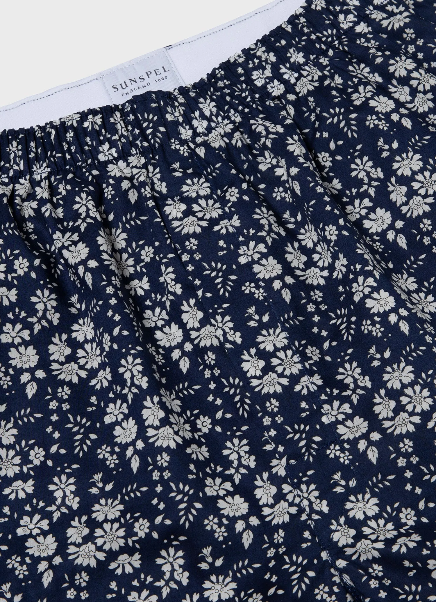 Men's Classic Boxer Shorts in Liberty Fabric Navy Meadow sold by Sunspel product image thumbnail 2