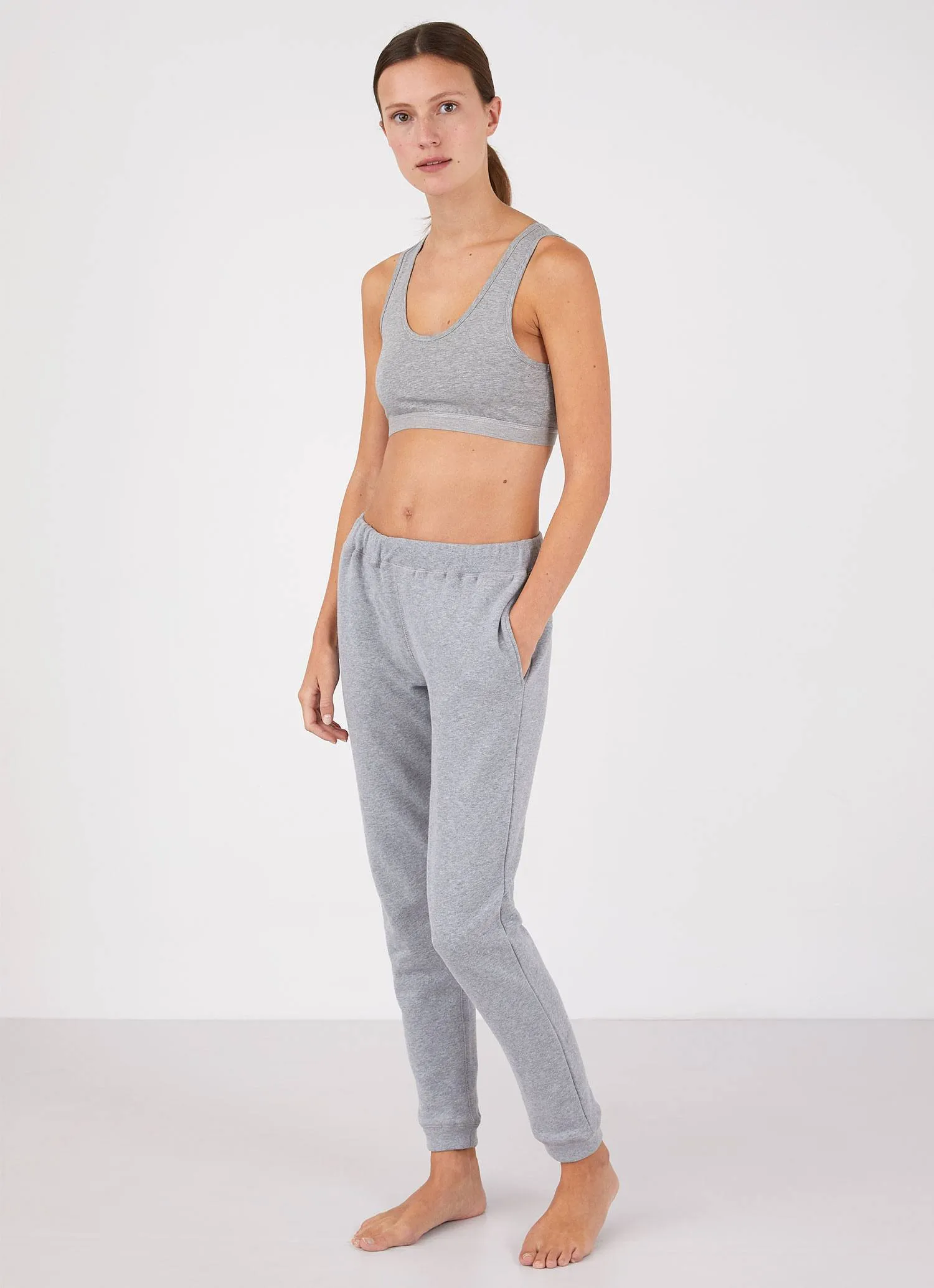 Women's Crop Top in Grey Marl sold by Sunspel product image thumbnail 2