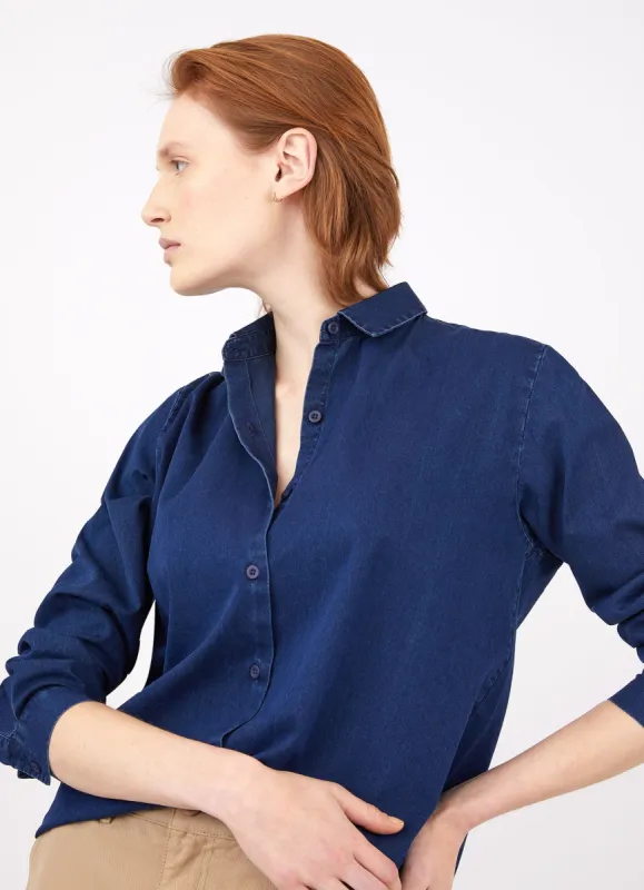 Women's Denim Shirt in Indigo sold by Sunspel