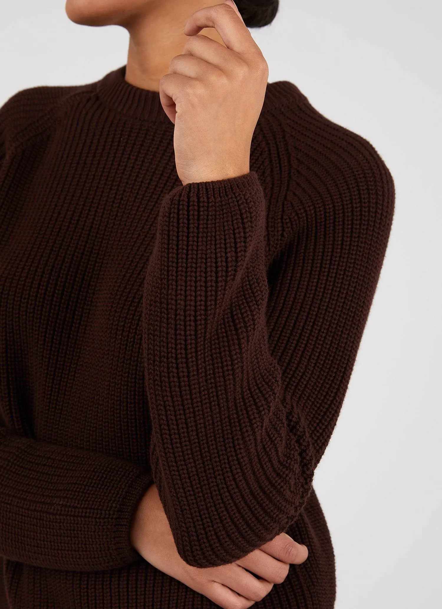 Women's Boxy Crew Neck Jumper in Cocoa sold by Sunspel product image thumbnail 4
