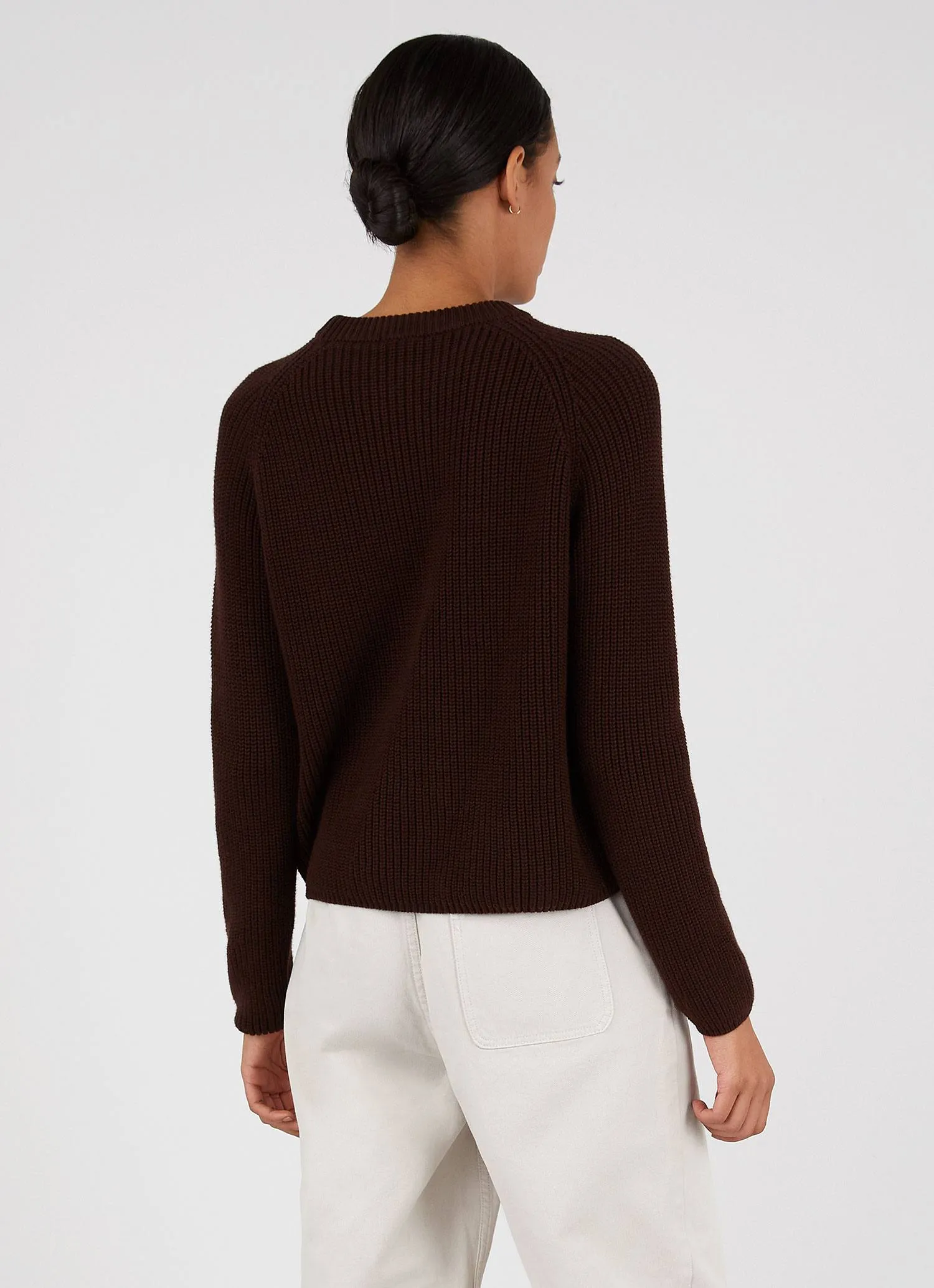 Women's Boxy Crew Neck Jumper in Cocoa sold by Sunspel product image thumbnail 3