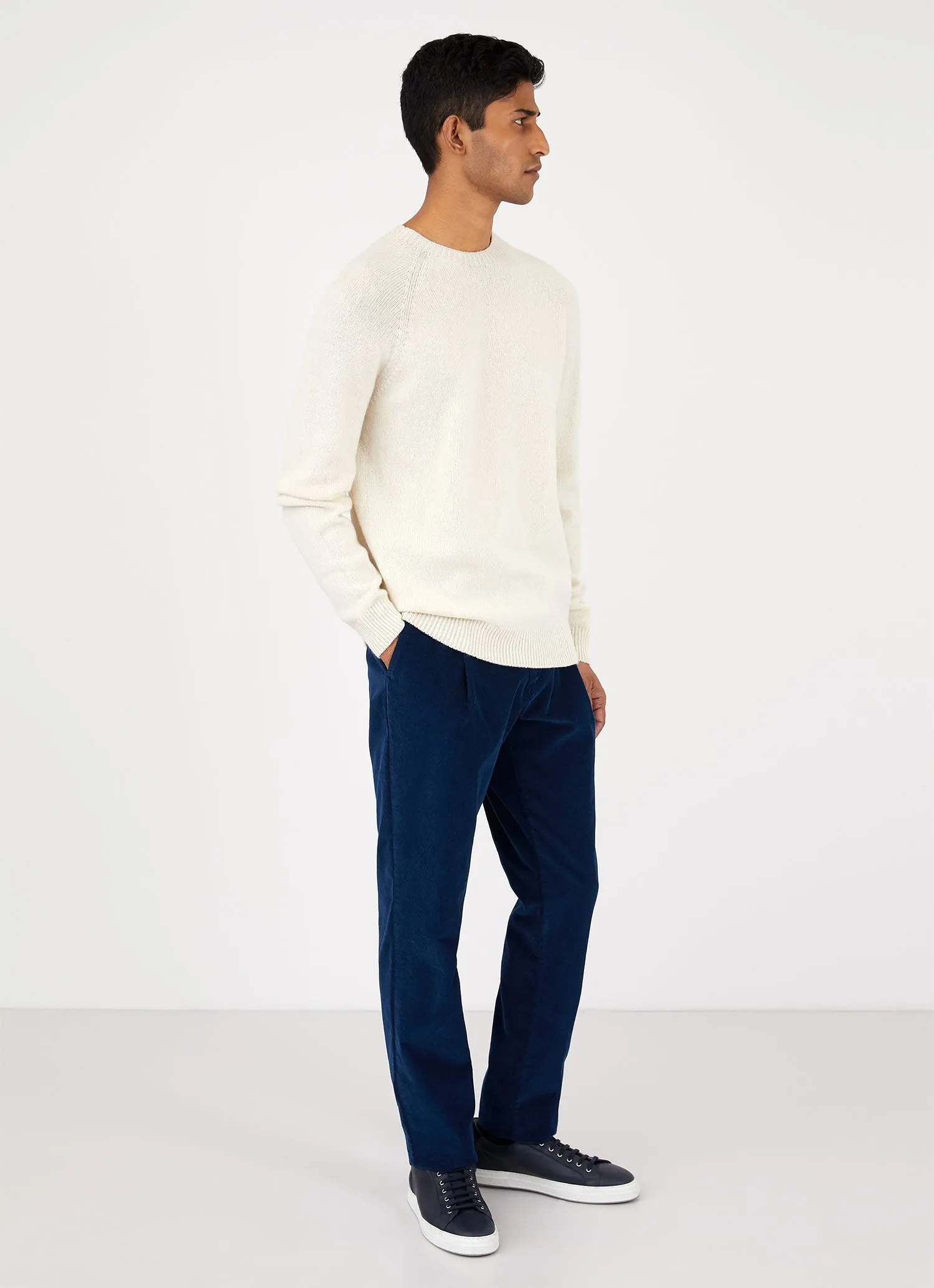 Men's Corduroy Pleated Trouser in Ink Blue sold by Sunspel product image thumbnail 2