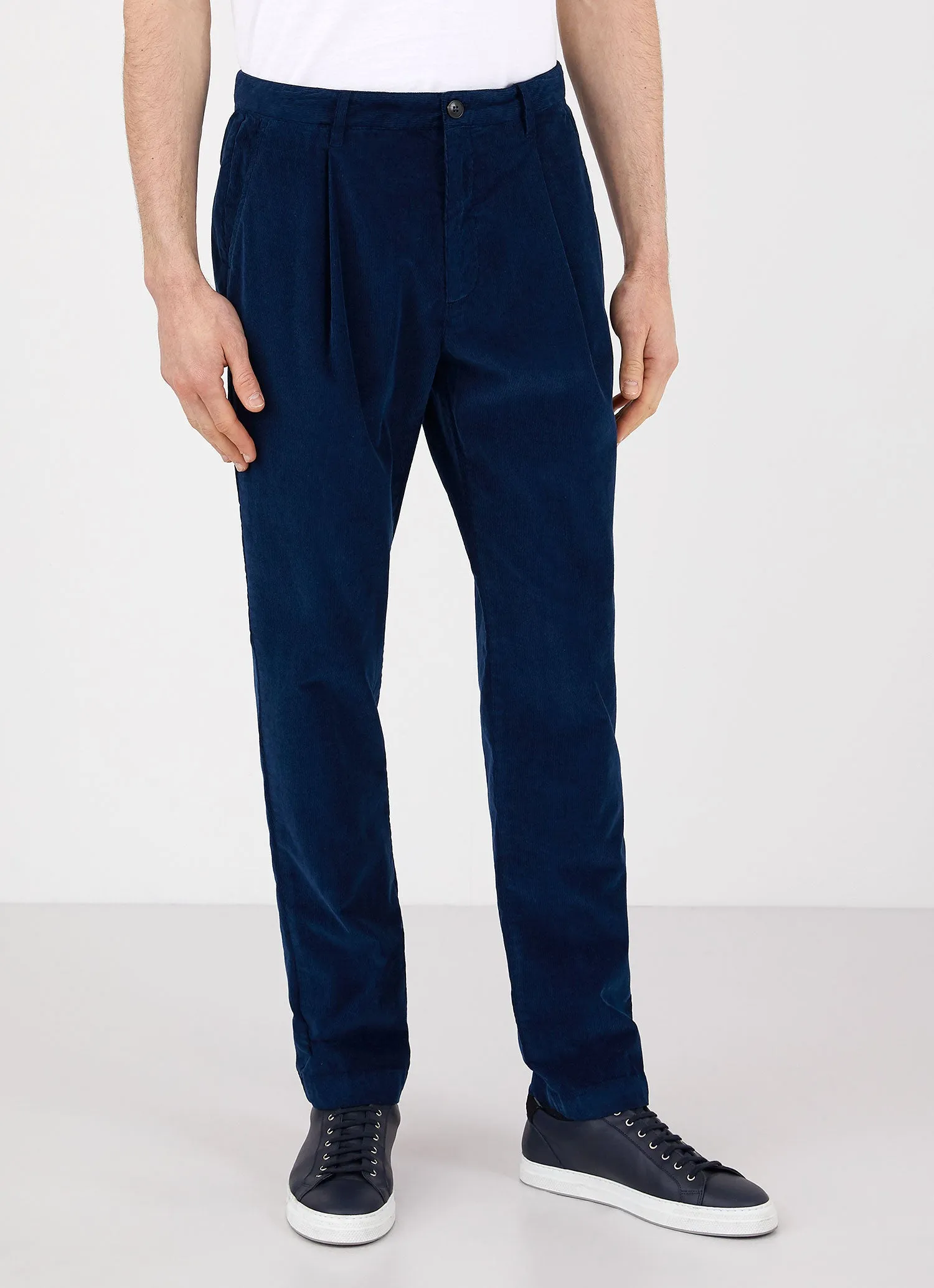 Men's Corduroy Pleated Trouser in Ink Blue sold by Sunspel product image thumbnail 3