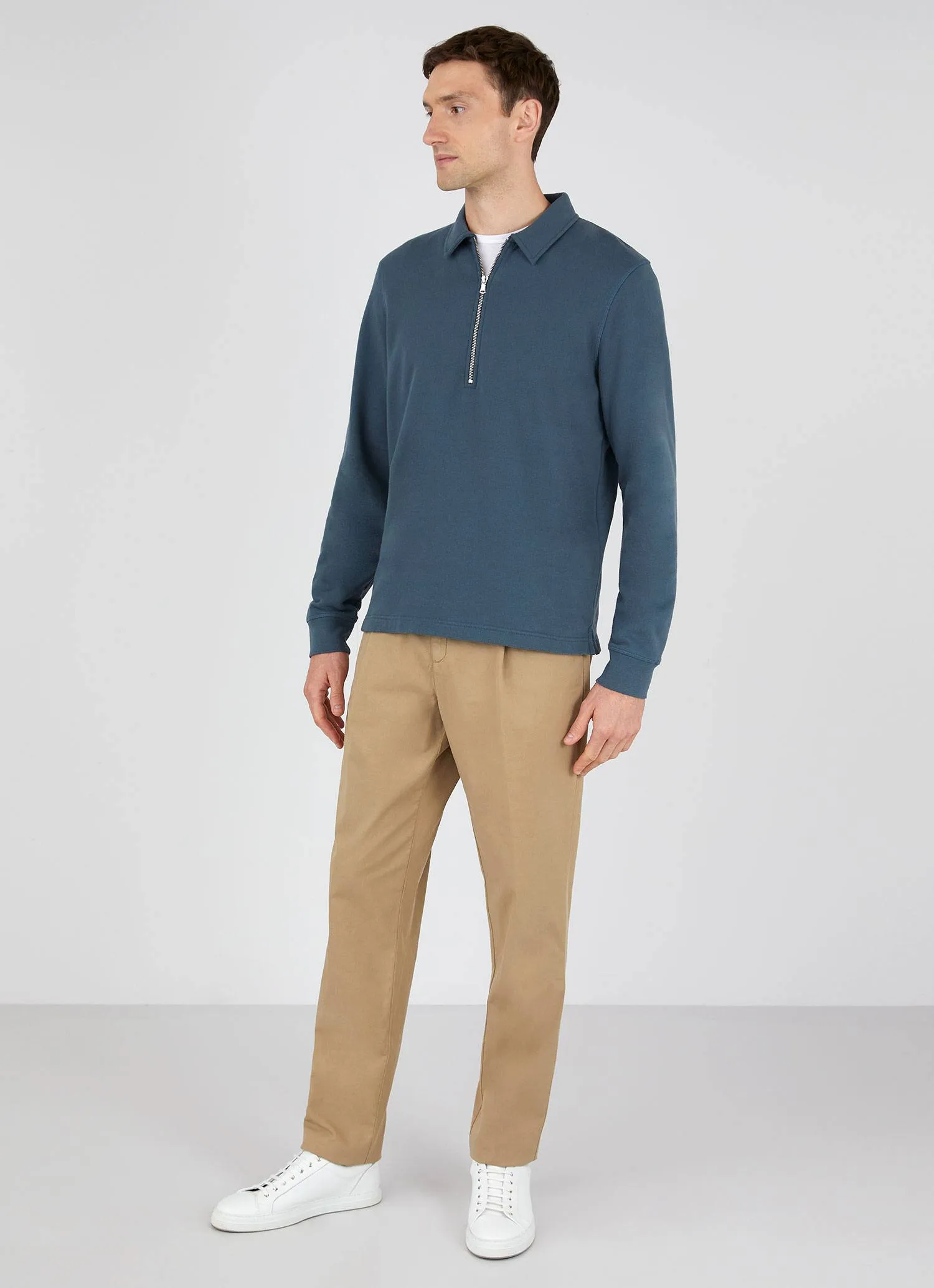 Men's Cotton Drill Pleated Trouser in Stone sold by Sunspel product image thumbnail 2