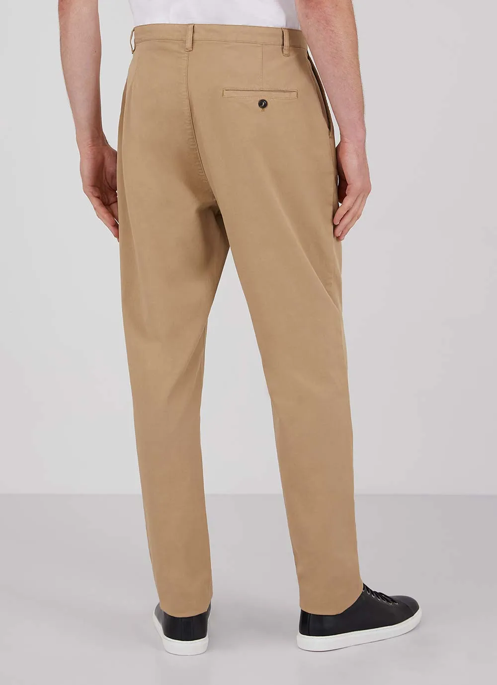 Men's Cotton Drill Pleated Trouser in Stone sold by Sunspel product image thumbnail 4