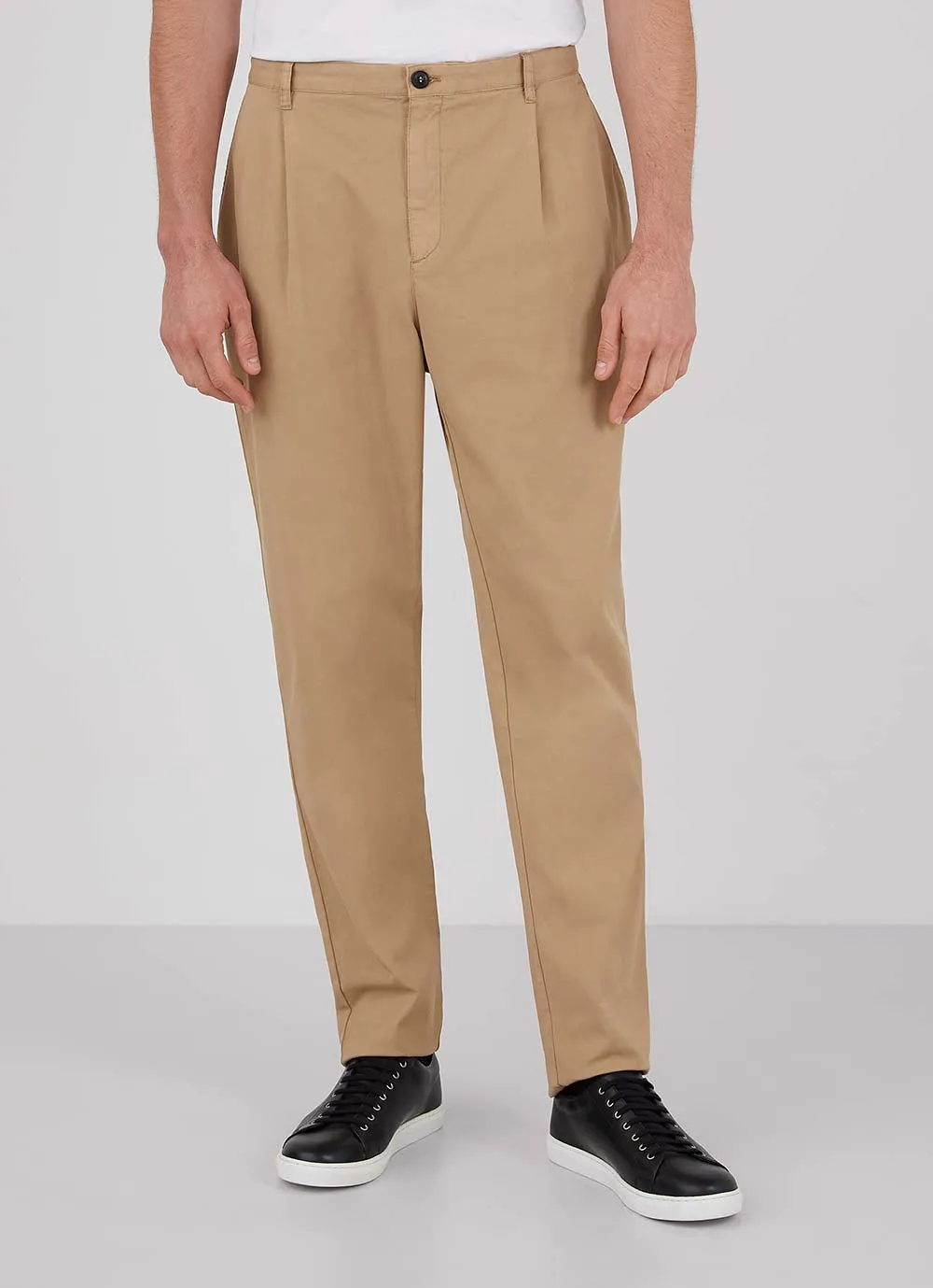 Men's Cotton Drill Pleated Trouser in Stone sold by Sunspel product image thumbnail 3