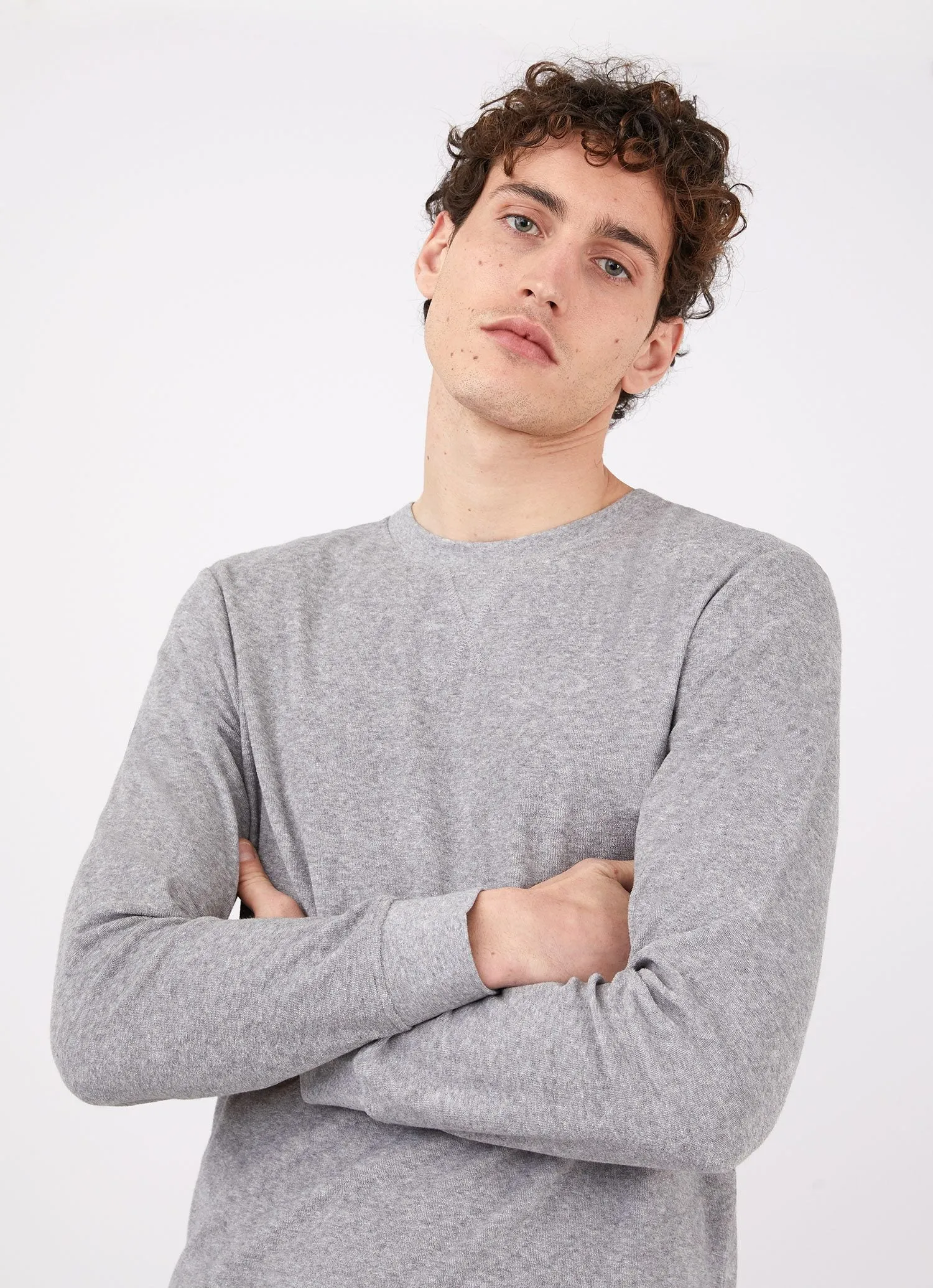 Men's Towelling Sweatshirt in Grey Melange sold by Sunspel product image thumbnail 5