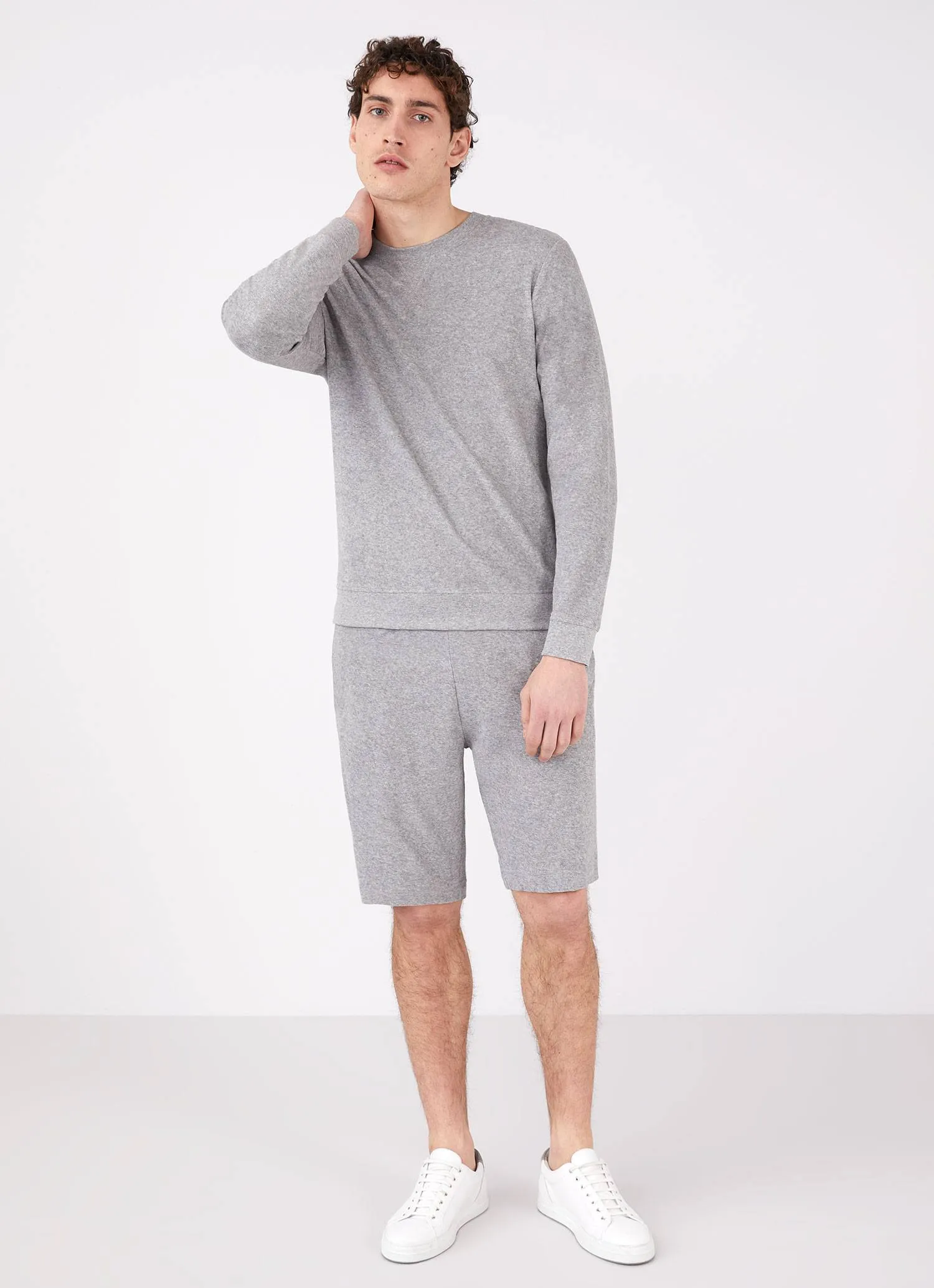 Men's Towelling Sweatshirt in Grey Melange sold by Sunspel product image thumbnail 3