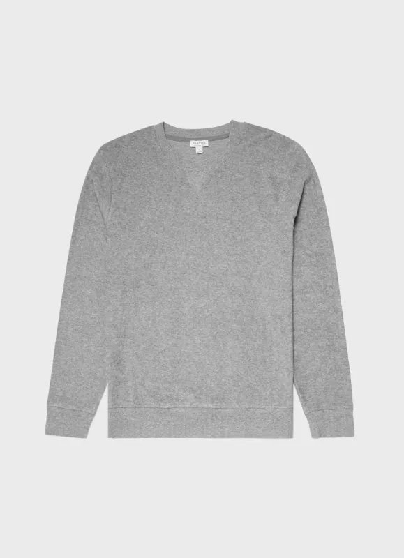Men's Towelling Sweatshirt in Grey Melange sold by Sunspel