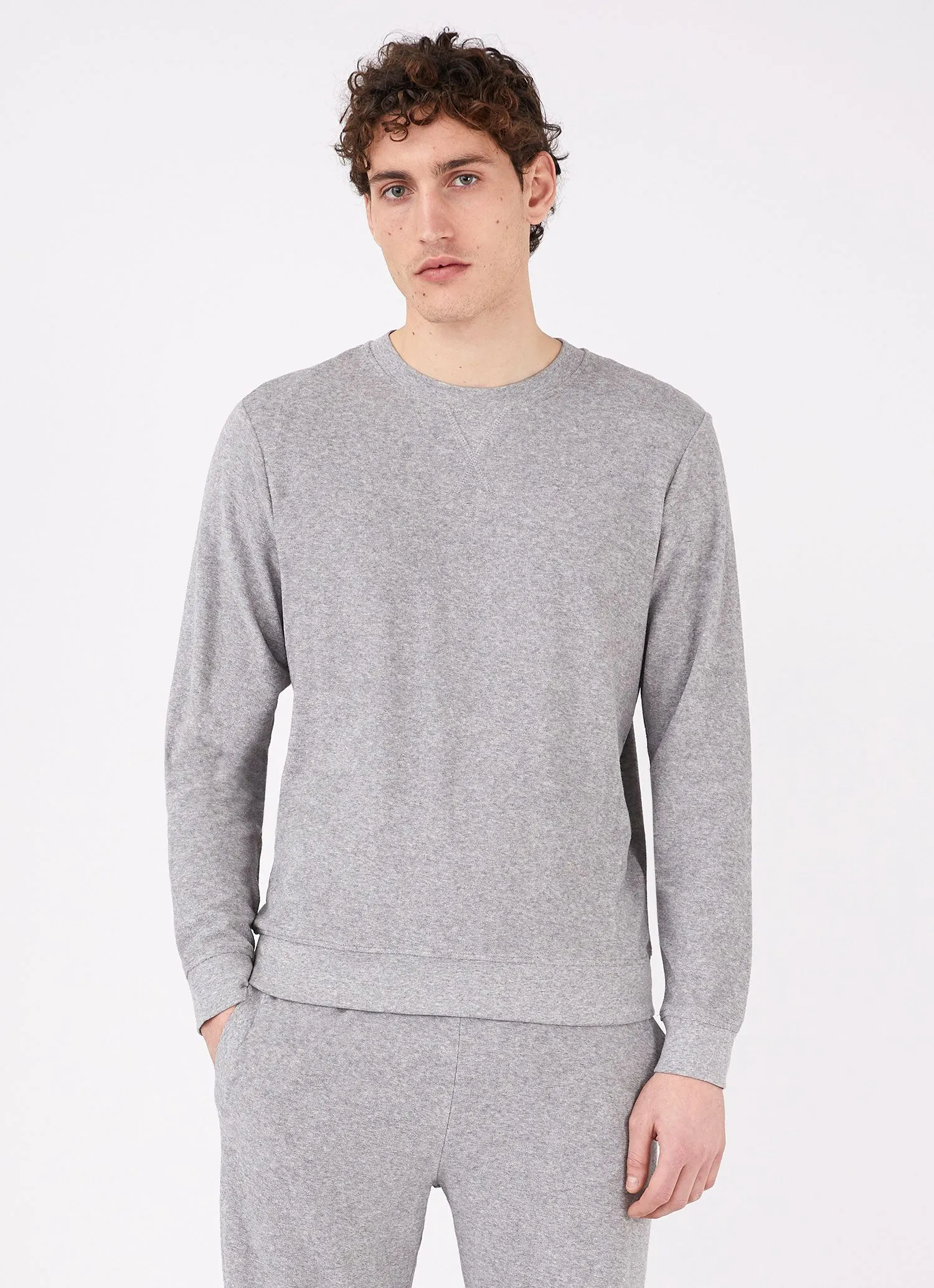 Men's Towelling Sweatshirt in Grey Melange sold by Sunspel product image thumbnail 2