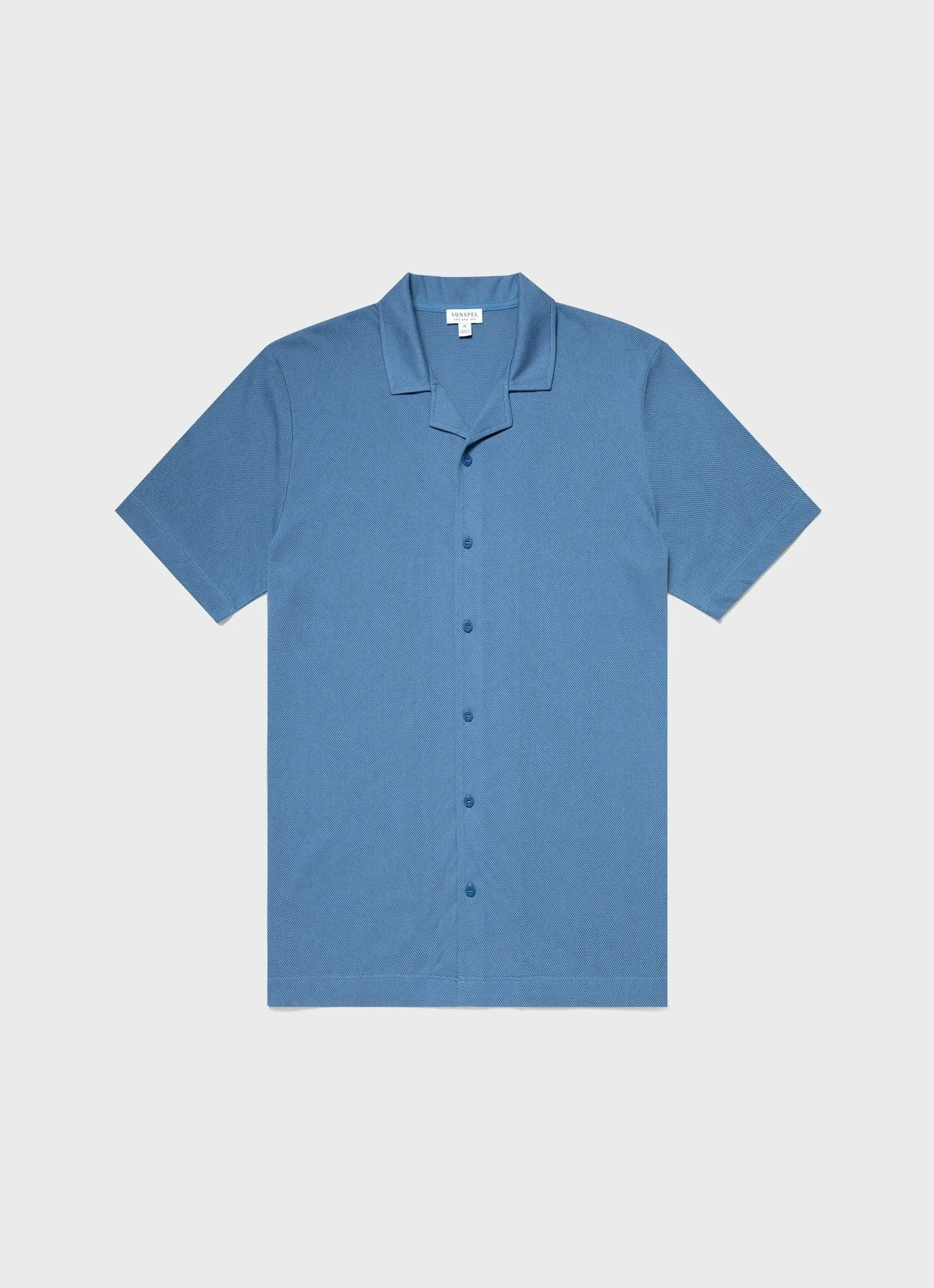 Men's Riviera Camp Collar Shirt in Lake Blue sold by Sunspel