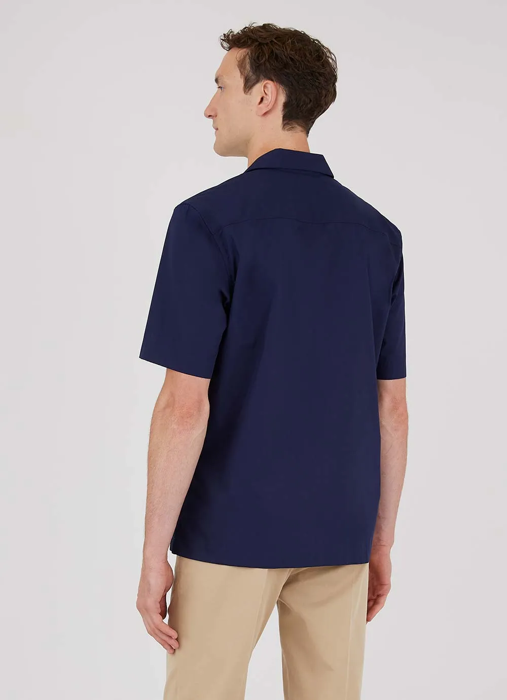Men's Sea Island Cotton Camp Collar Shirt in Navy sold by Sunspel product image thumbnail 4