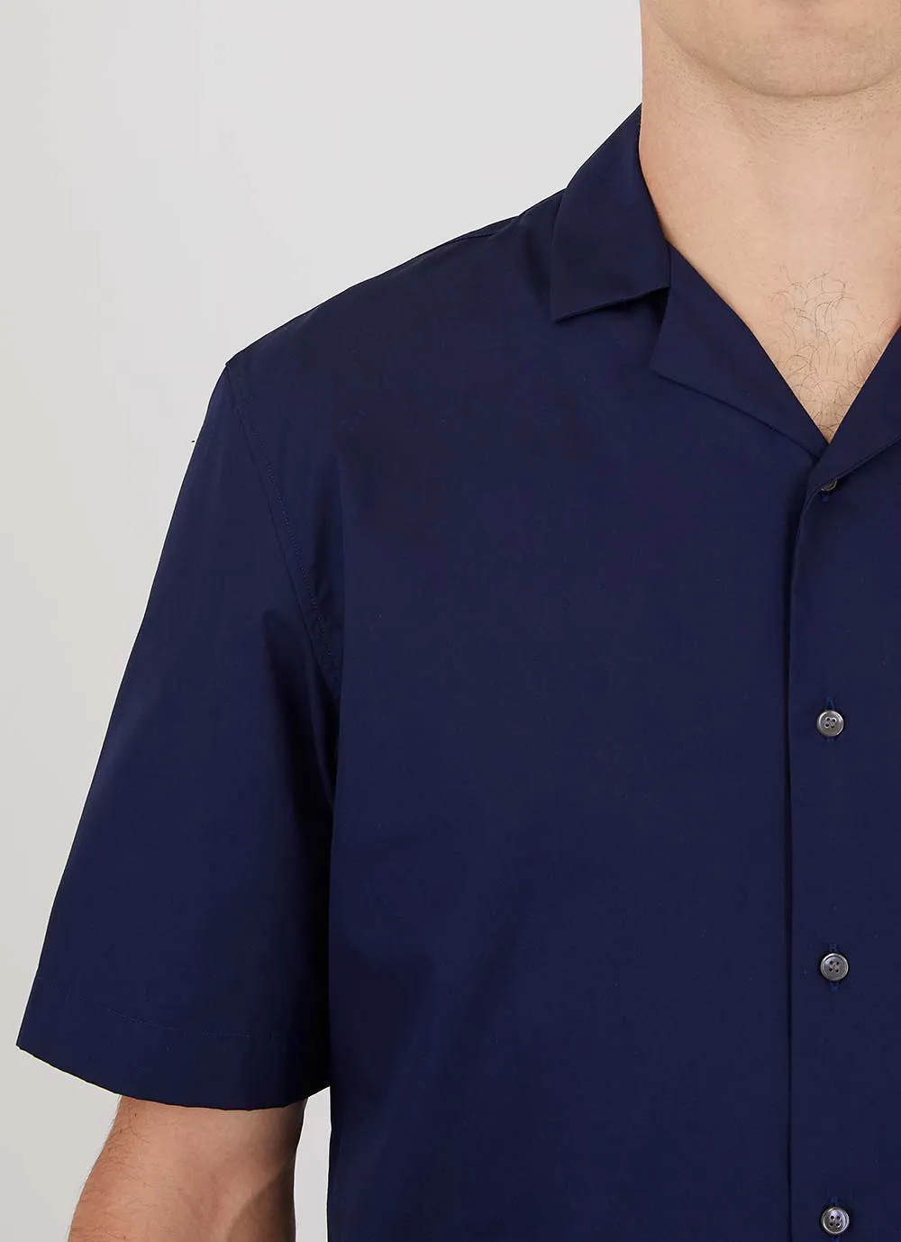 Men's Sea Island Cotton Camp Collar Shirt in Navy sold by Sunspel product image thumbnail 5