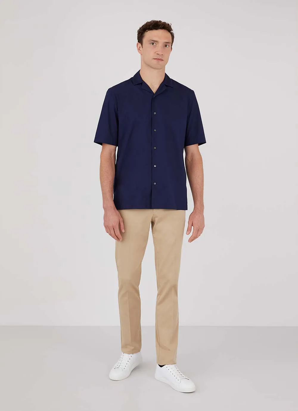 Men's Sea Island Cotton Camp Collar Shirt in Navy sold by Sunspel product image thumbnail 3
