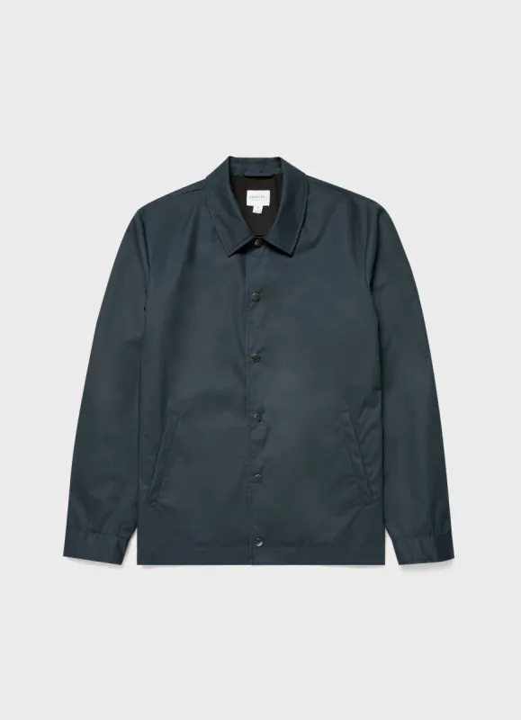 Men's Waxed Coach Jacket in Navy sold by Sunspel