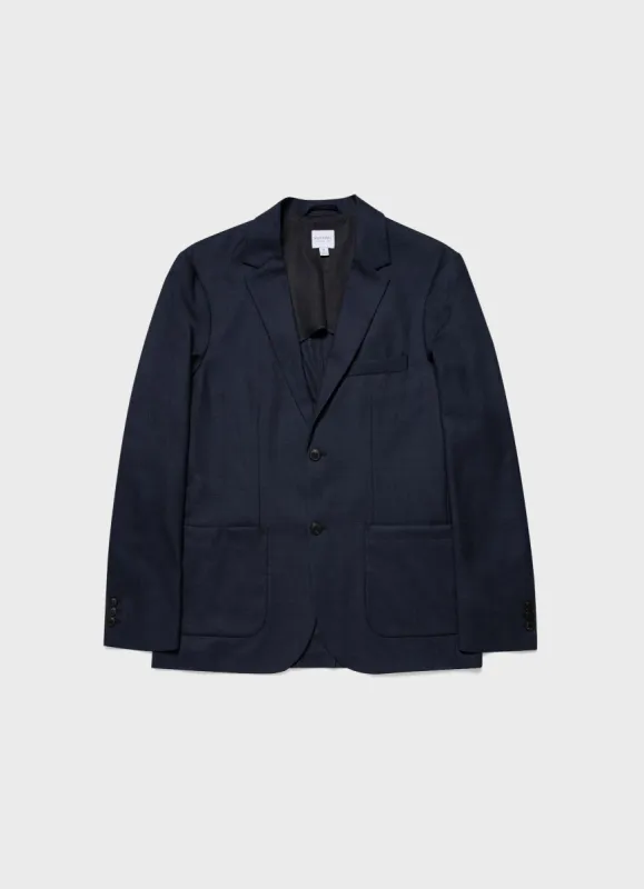 Men's Wool Blazer in Navy Melange sold by Sunspel