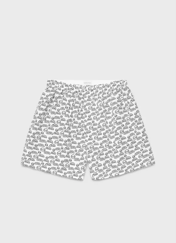 Men's David Shrigley Boxer Shorts in White sold by Sunspel
