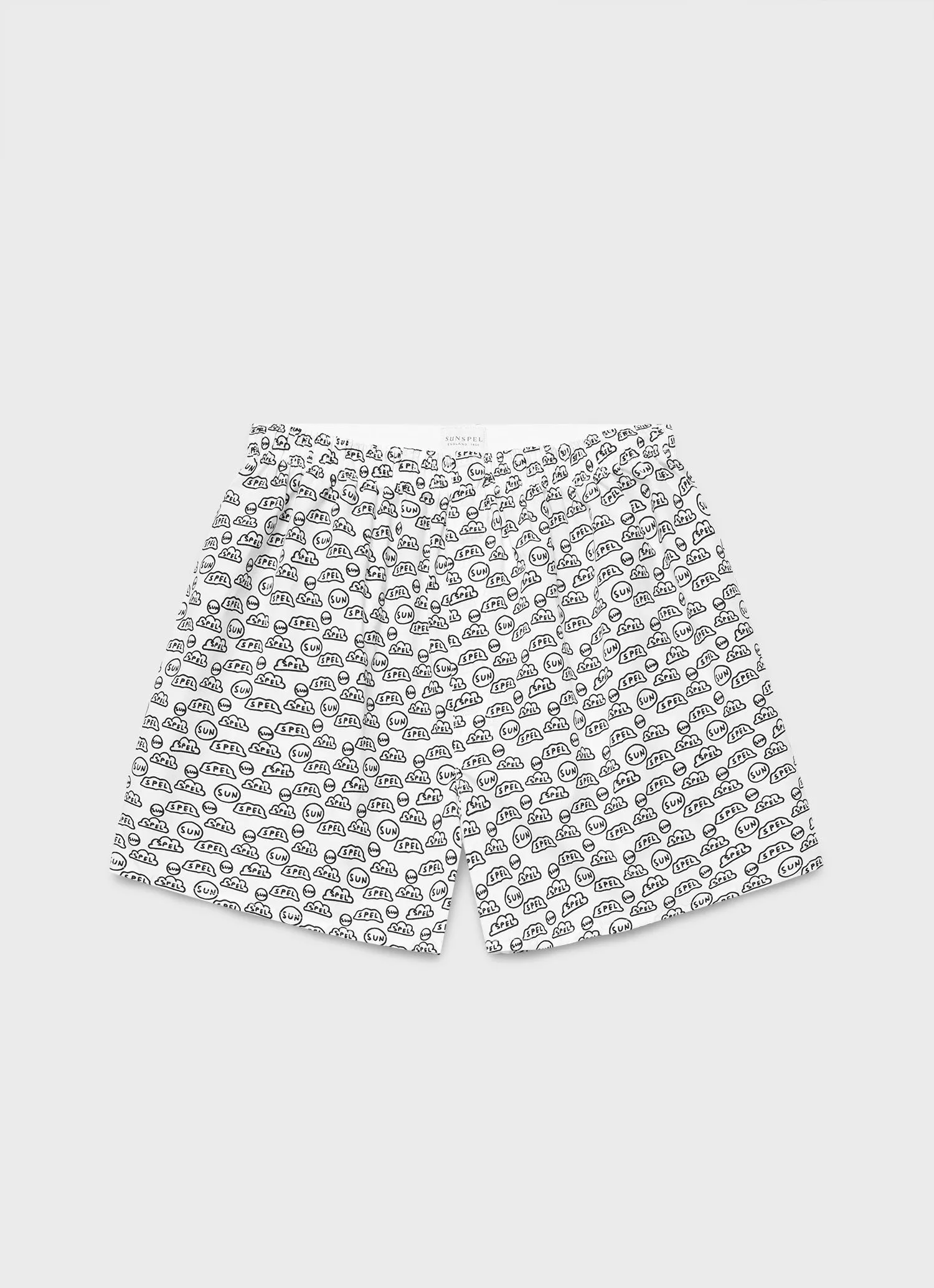 Men's David Shrigley Boxer Shorts in White sold by Sunspel