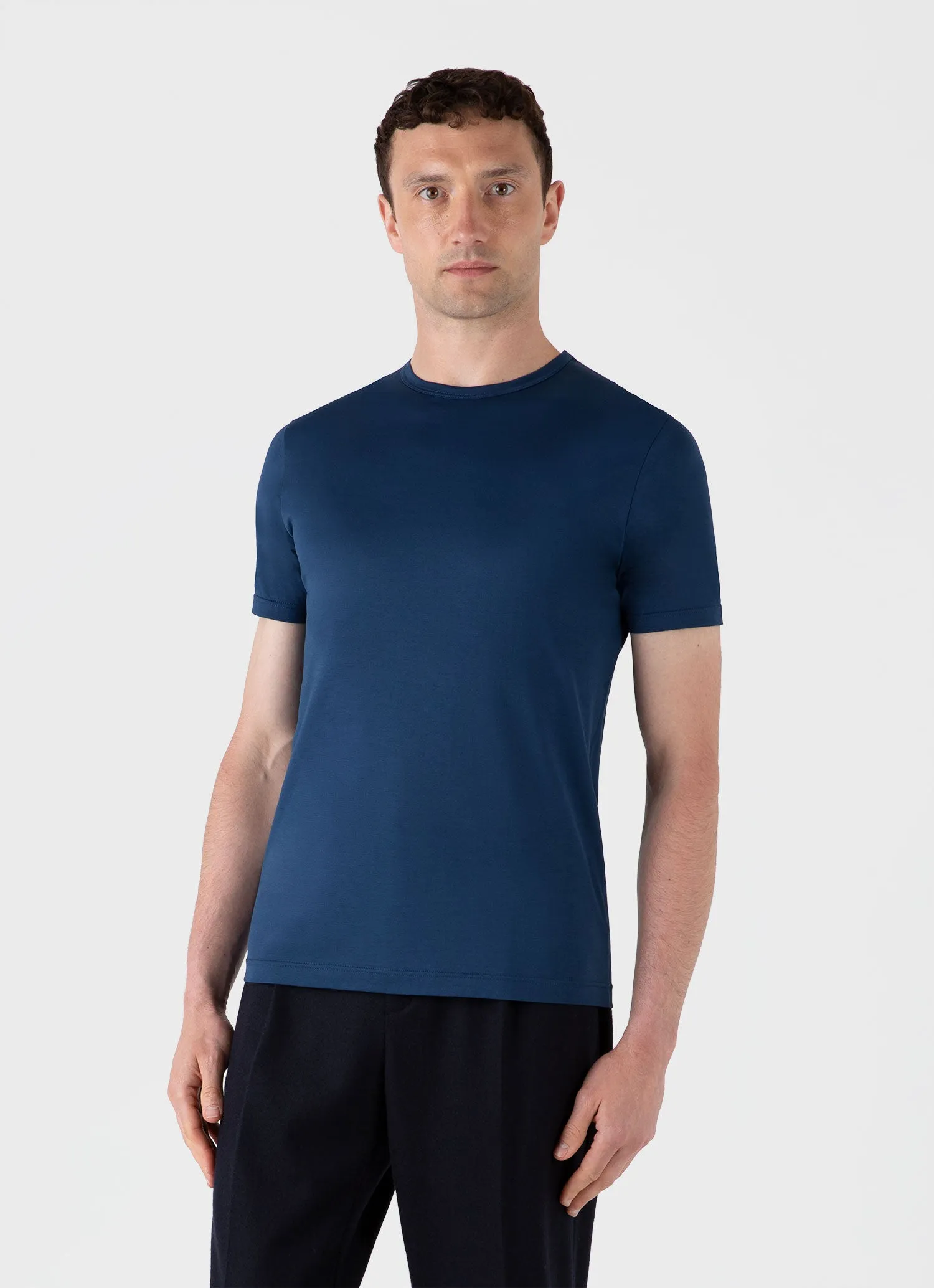 Men's Classic T-shirt in Naval Blue sold by Sunspel product image thumbnail 2