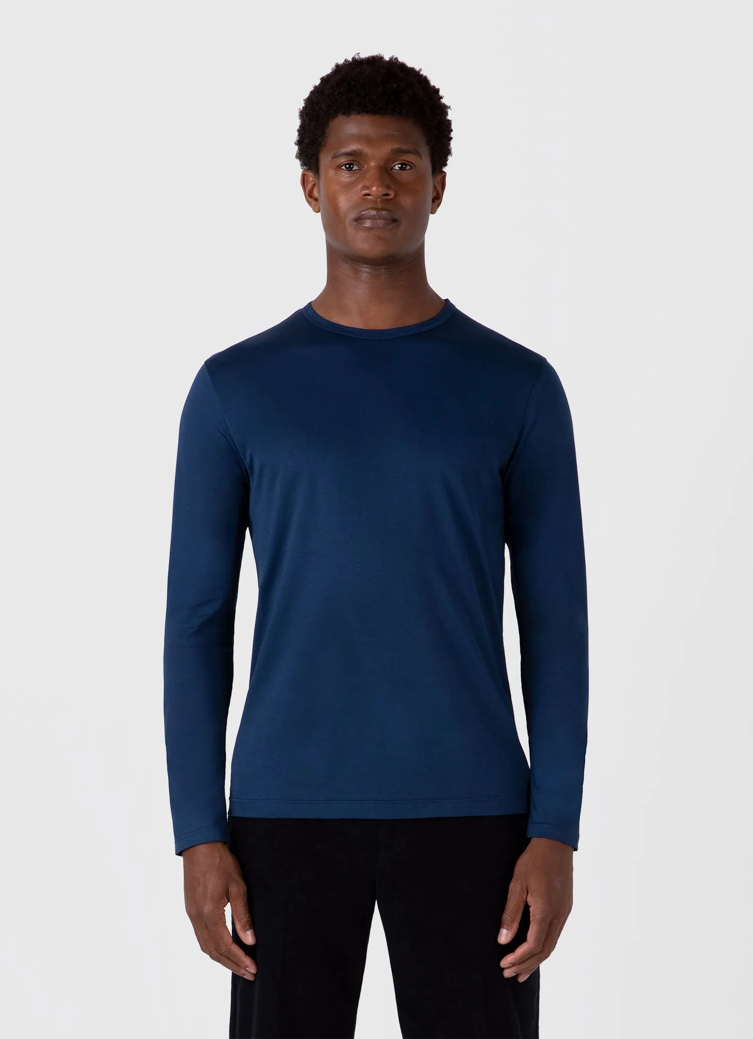 Men's Classic Long Sleeve T-shirt in Naval Blue sold by Sunspel product image thumbnail 2