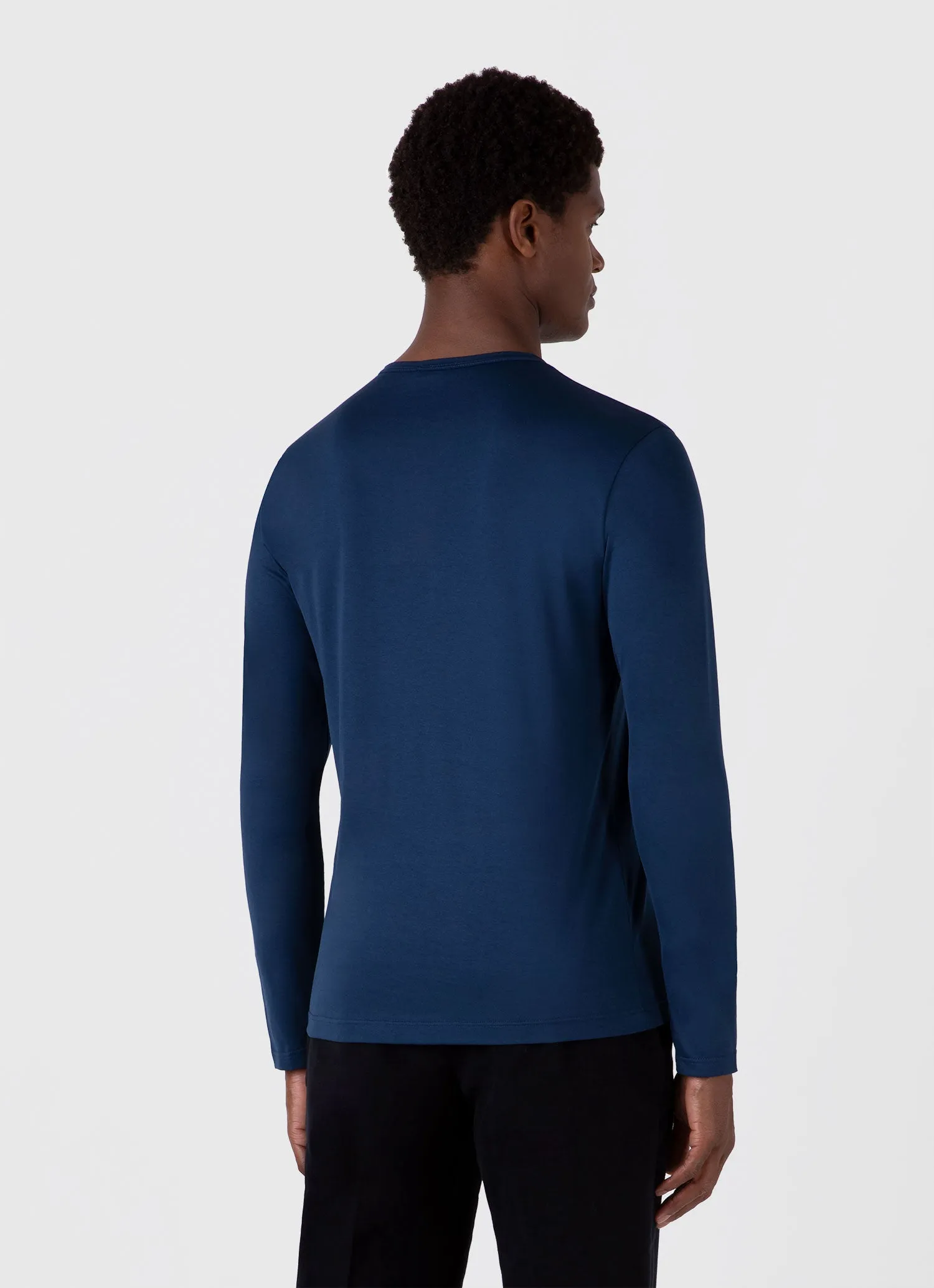 Men's Classic Long Sleeve T-shirt in Naval Blue sold by Sunspel product image thumbnail 5