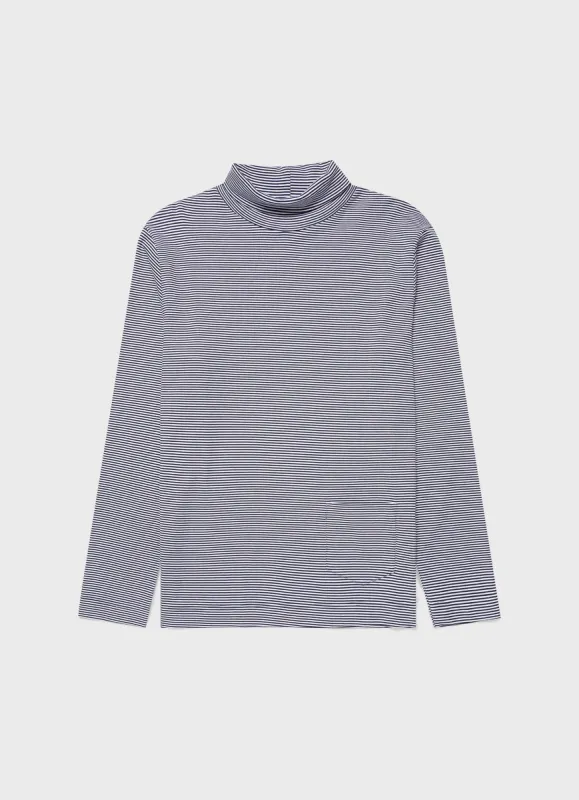 Men's Sunspel x Nigel Cabourn Carbon Brushed Roll Neck in Navy/White sold by Sunspel