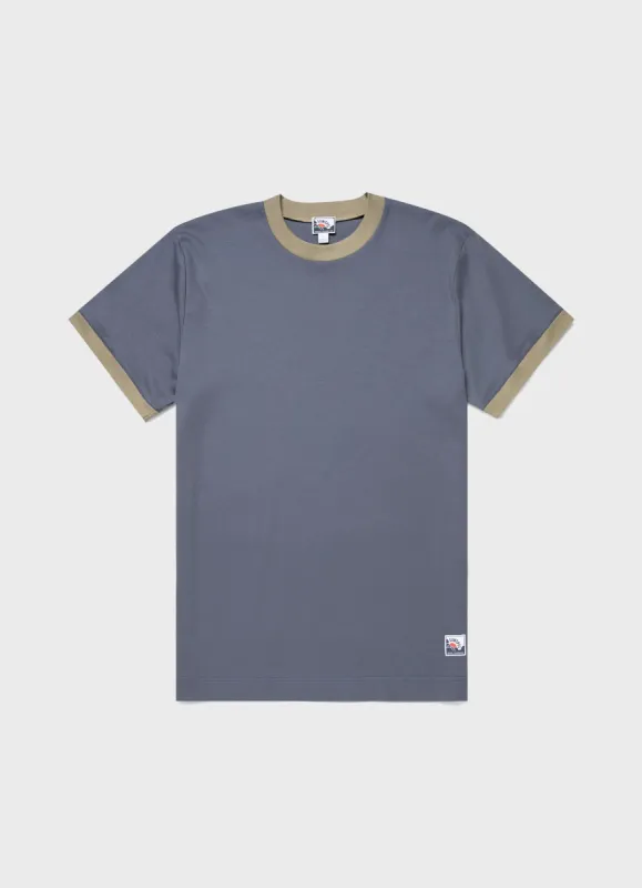 Men's Sunspel x Nigel Cabourn Carbon Brushed T-shirt in Slate Blue sold by Sunspel
