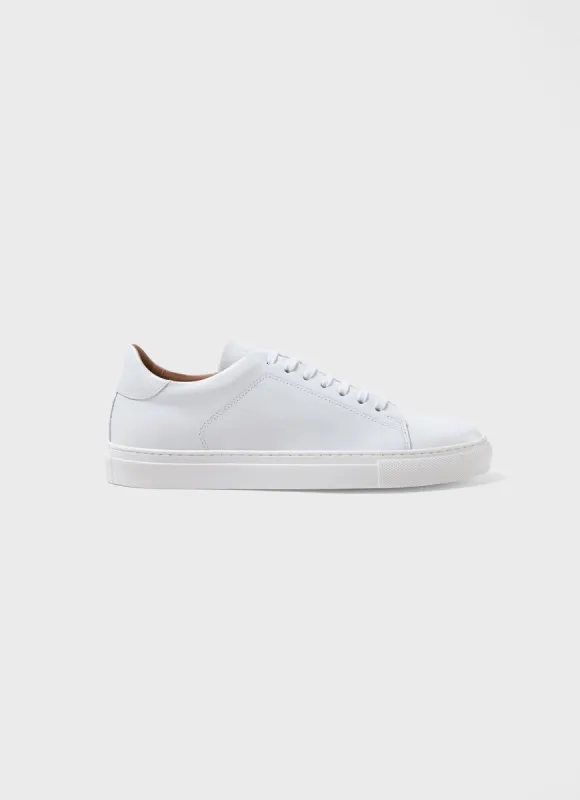 Men's Leather Tennis Shoe in White sold by Sunspel