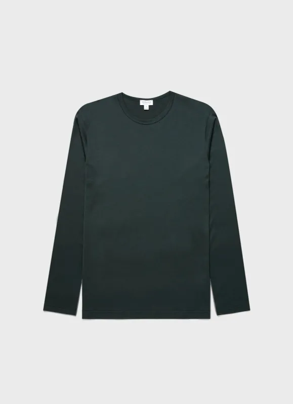 Men's Classic Long Sleeve T-shirt in Holly Green sold by Sunspel