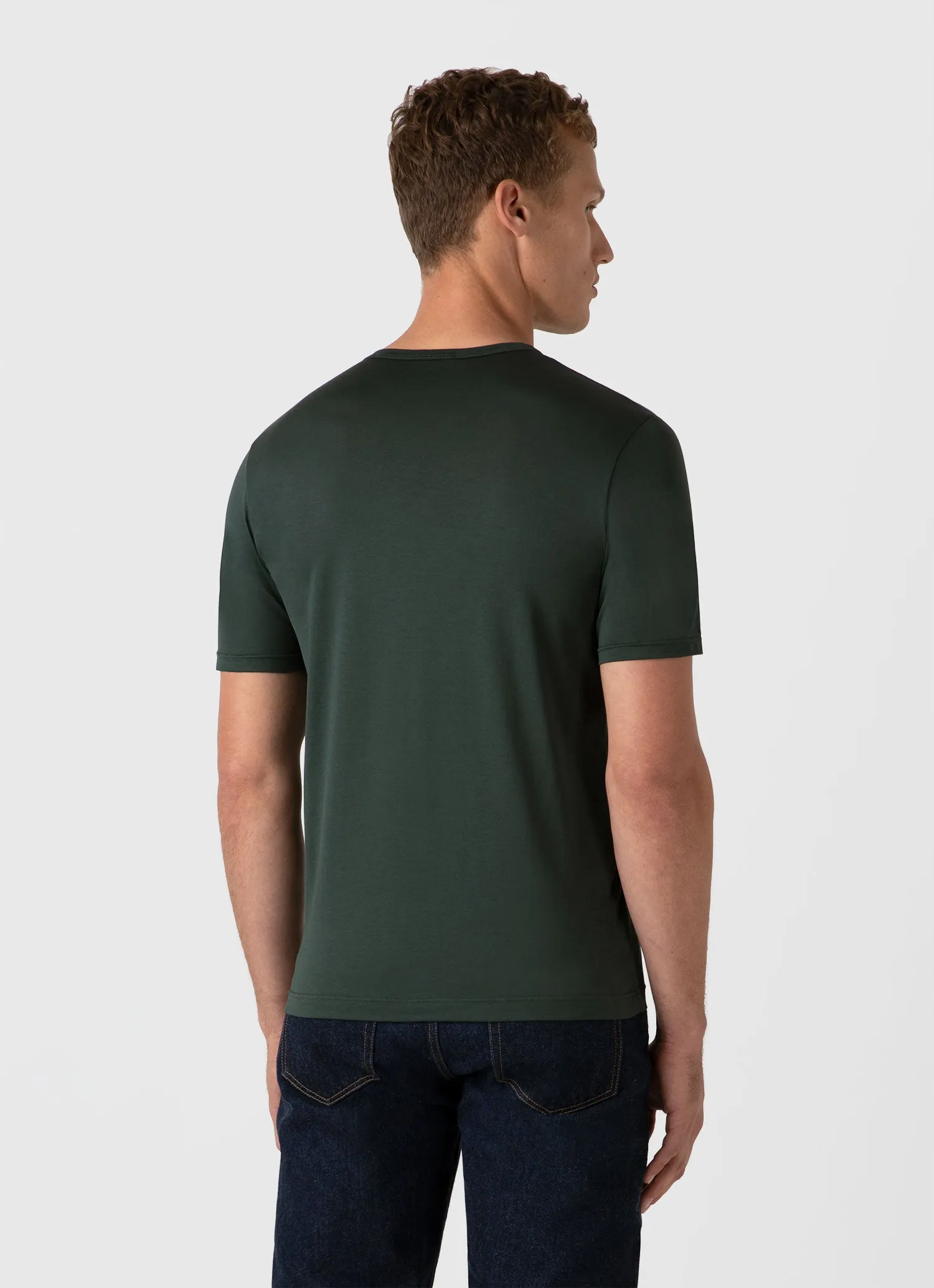 Men's Classic T-shirt in Holly Green sold by Sunspel product image thumbnail 5