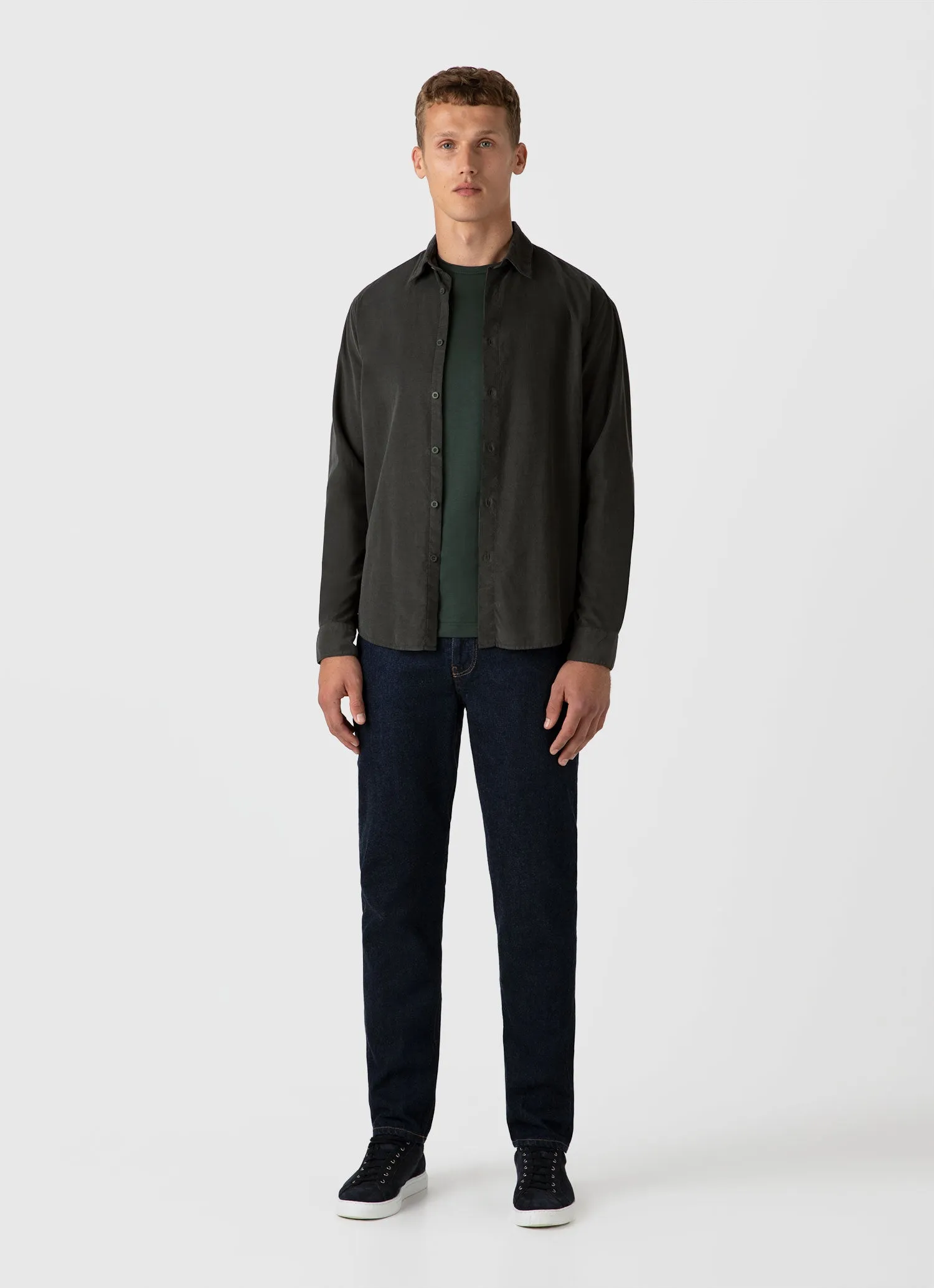Men's Classic T-shirt in Holly Green sold by Sunspel product image thumbnail 3