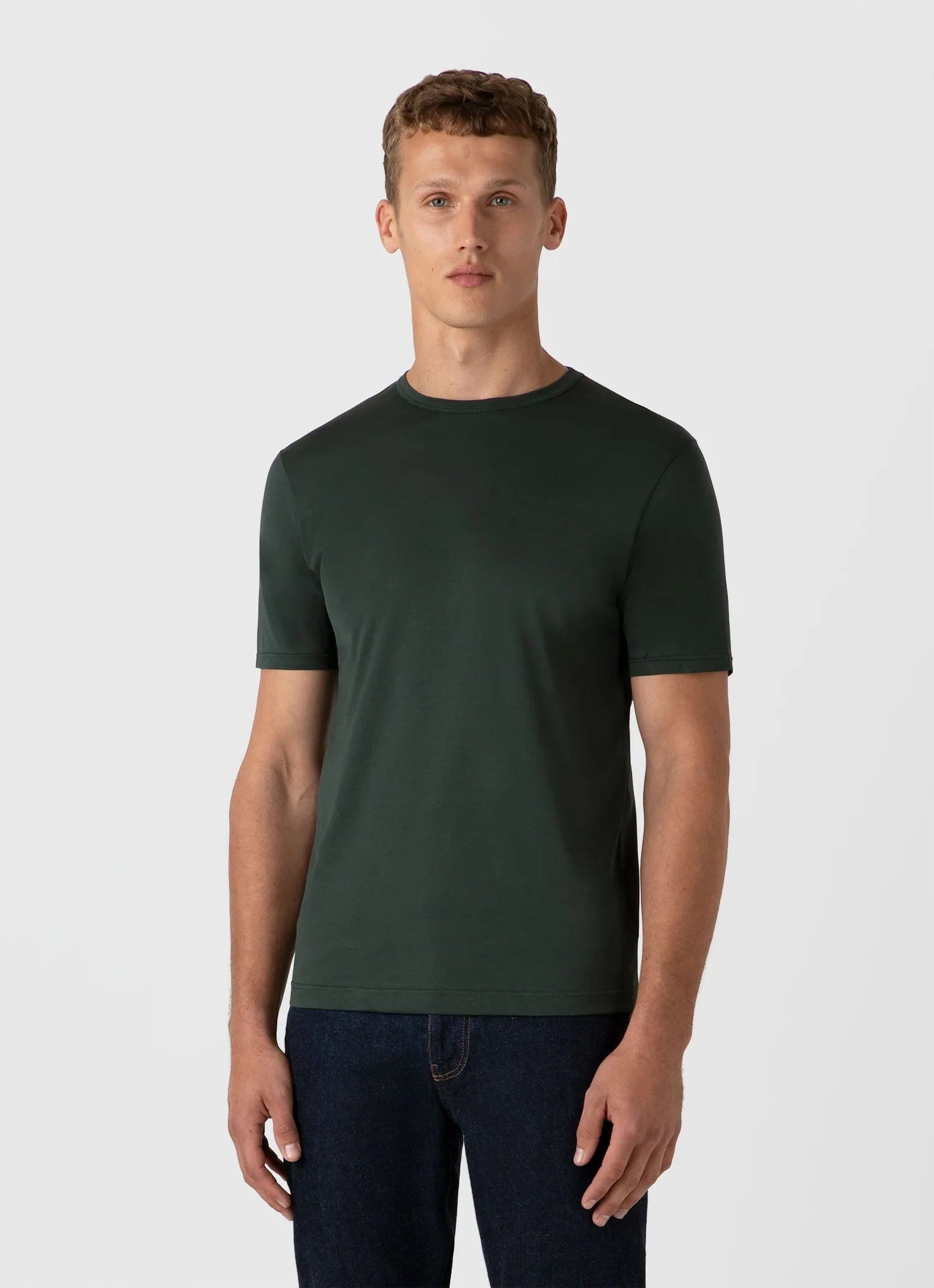Men's Classic T-shirt in Holly Green sold by Sunspel product image thumbnail 2
