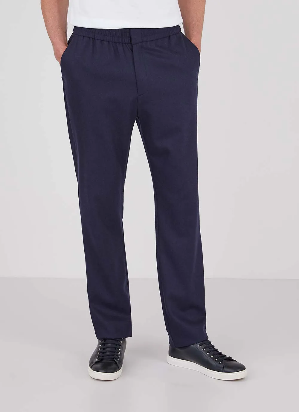 Men's Wool Cashmere Drawstring Trouser in Navy sold by Sunspel product image thumbnail 2
