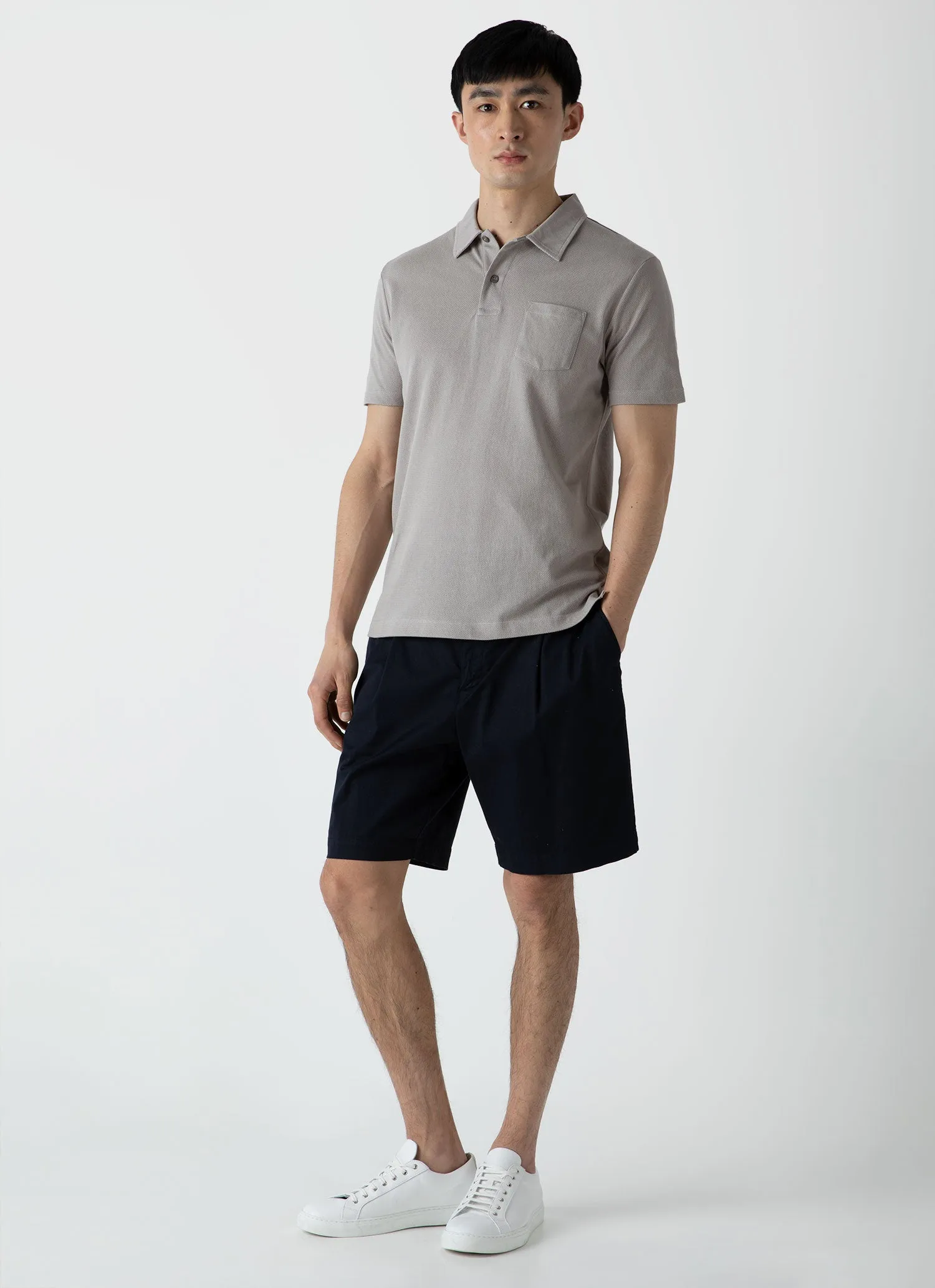 Men's Riviera Polo Shirt in Mid Grey sold by Sunspel product image thumbnail 3