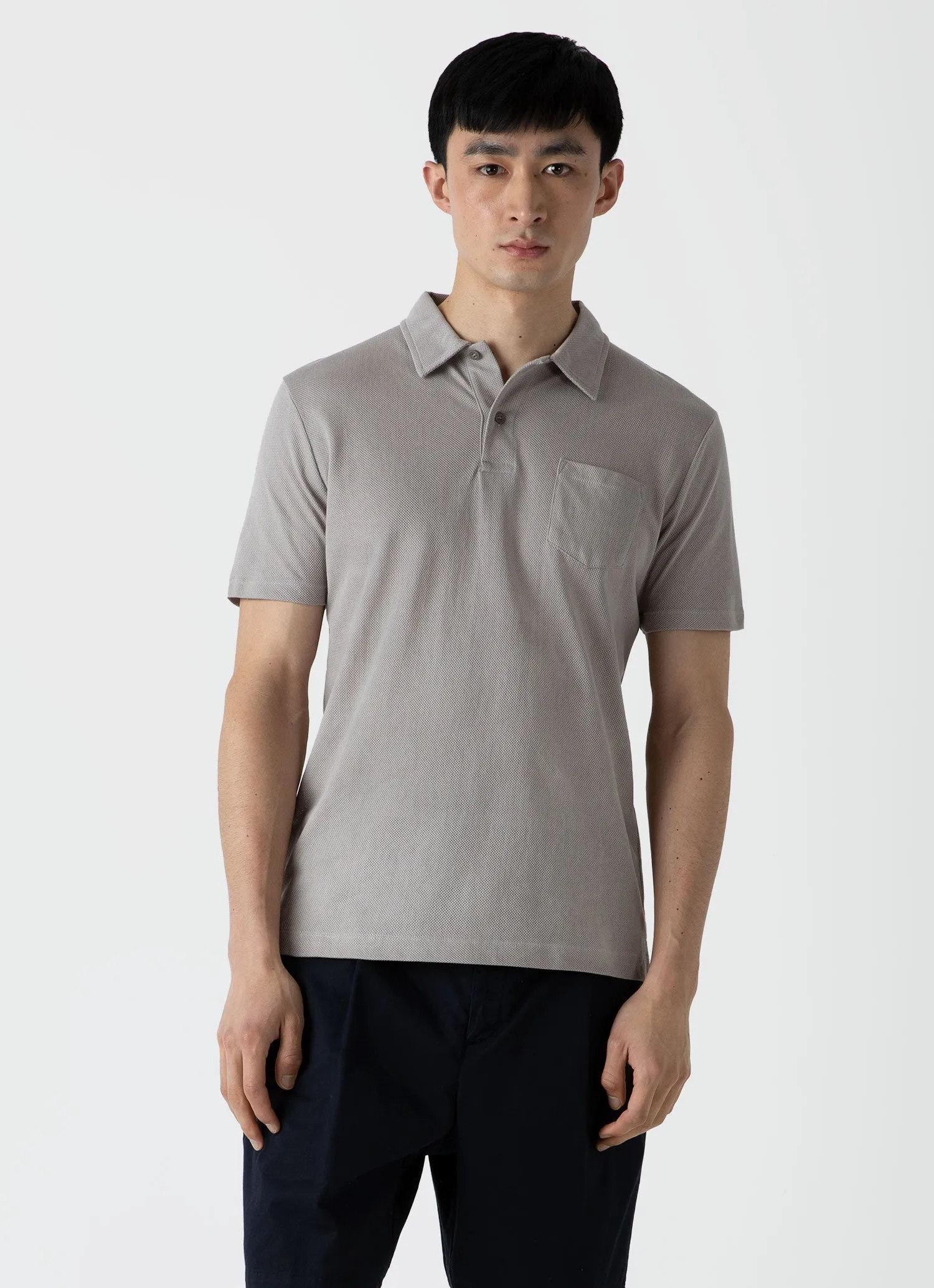 Men's Riviera Polo Shirt in Mid Grey sold by Sunspel product image thumbnail 2