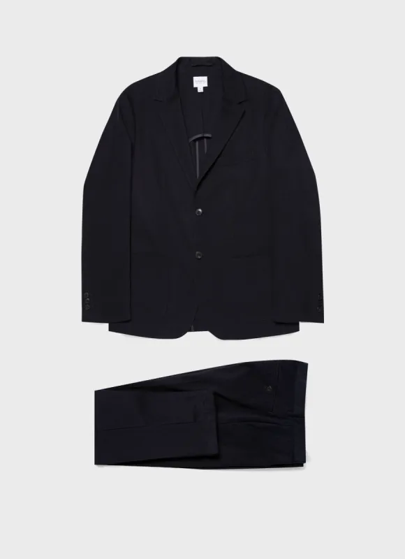 Men's Brushed Cotton Wool Two-Piece Suit in Navy sold by Sunspel