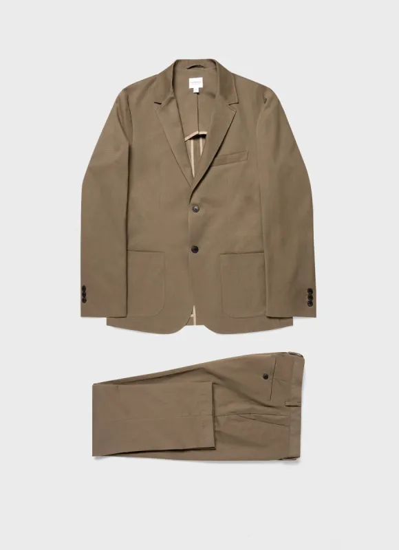 Men's Brushed Cotton Wool Two-Piece Suit in Sandstone sold by Sunspel