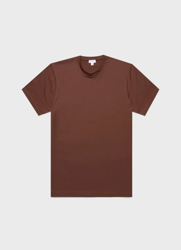 Men's Riviera Midweight T-shirt in Cocoa Brown sold by Sunspel