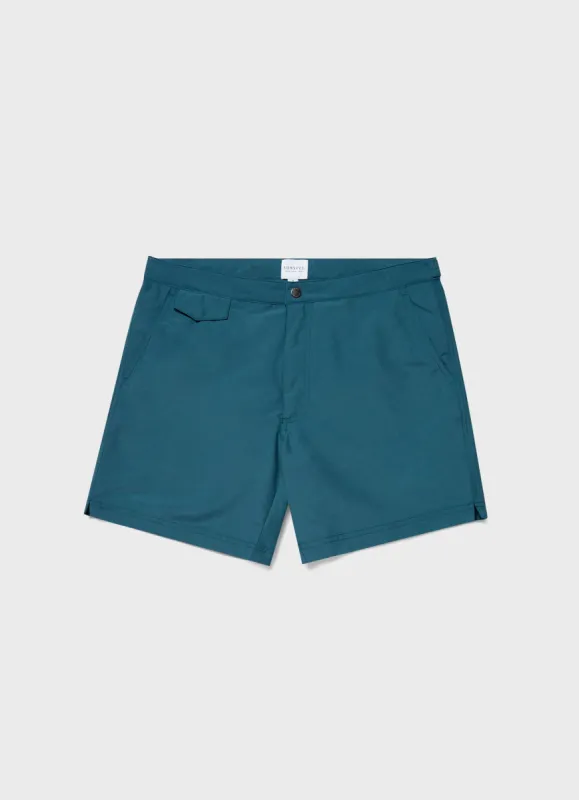 Men's Tailored Swim Short in Lagoon Blue sold by Sunspel