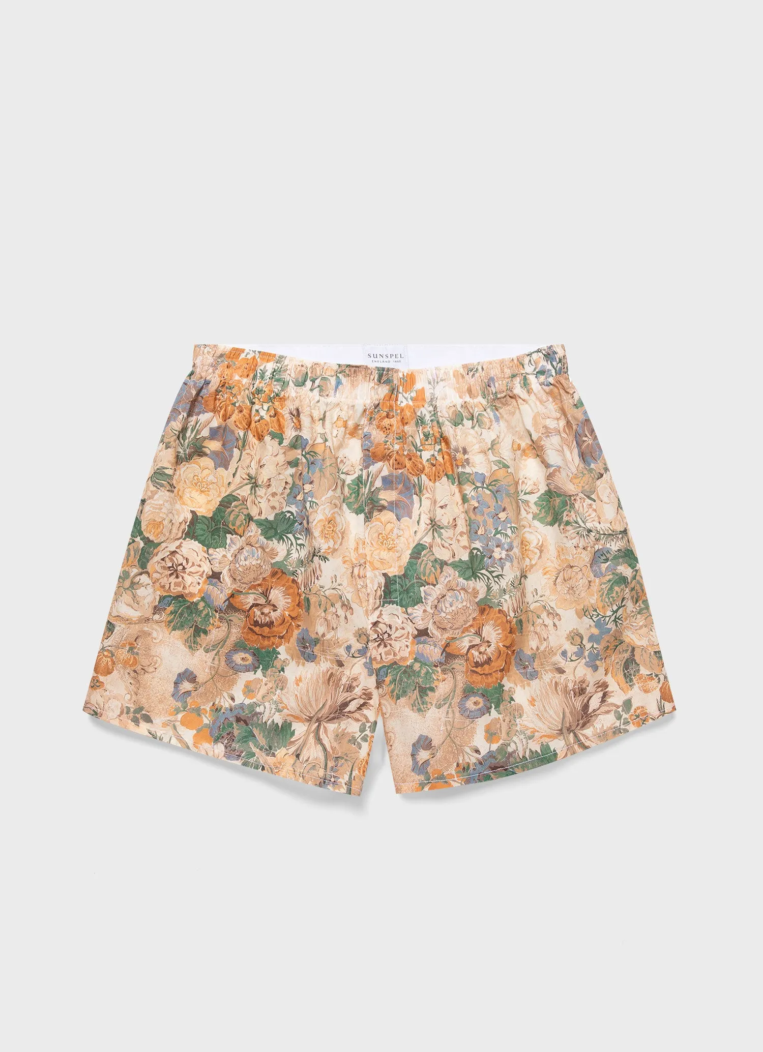 Men's Classic Boxer Shorts in Liberty Fabric in Parchment Floral sold by Sunspel