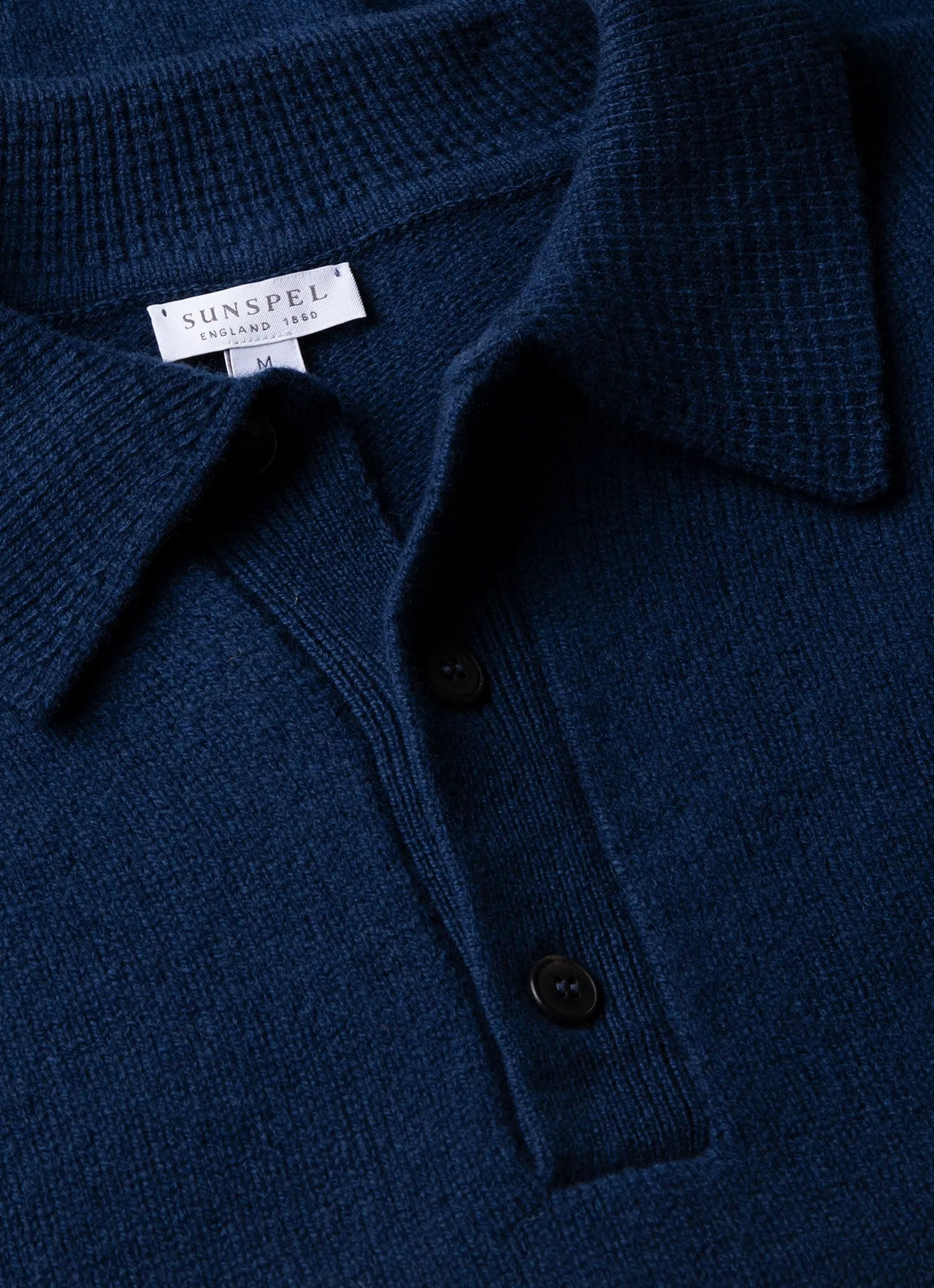 Men's Lambswool Polo Shirt in Naval Blue sold by Sunspel product image thumbnail 4