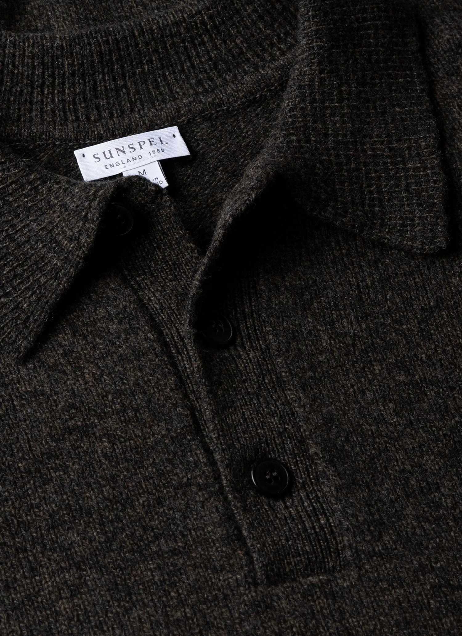 Men's Lambswool Polo Shirt in Khaki Twist sold by Sunspel product image thumbnail 4