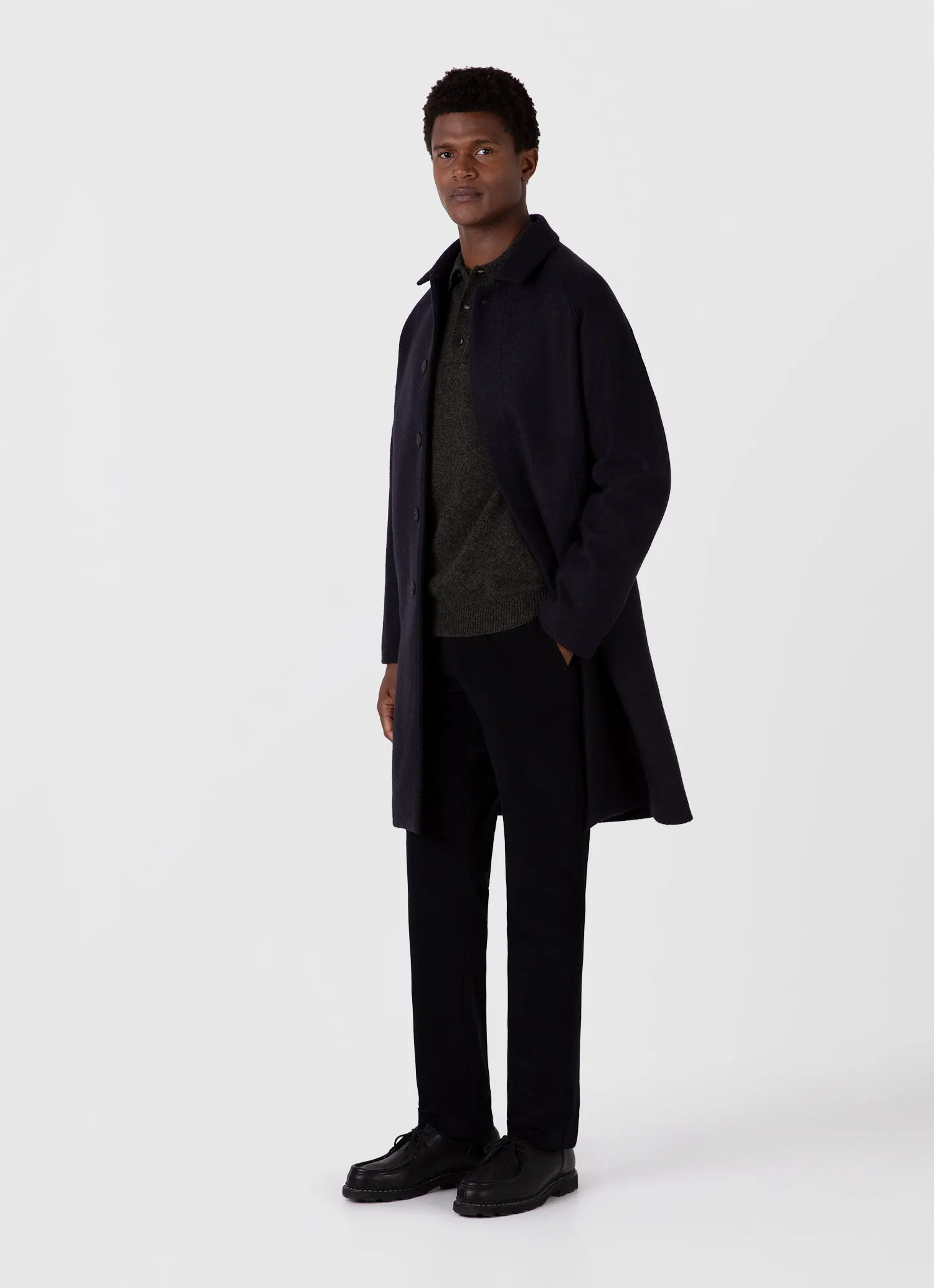 Men's Lambswool Polo Shirt in Khaki Twist sold by Sunspel product image thumbnail 3