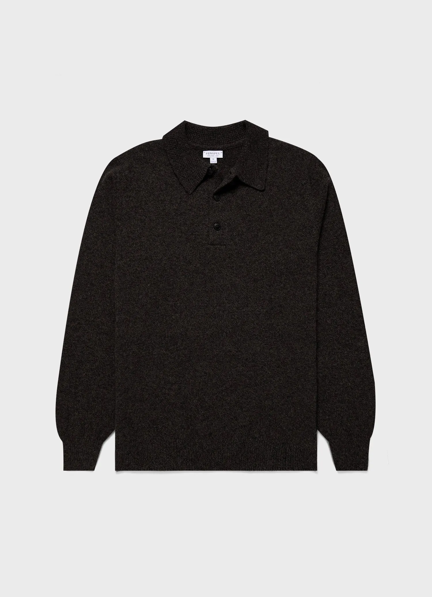 Men's Lambswool Polo Shirt in Khaki Twist sold by Sunspel